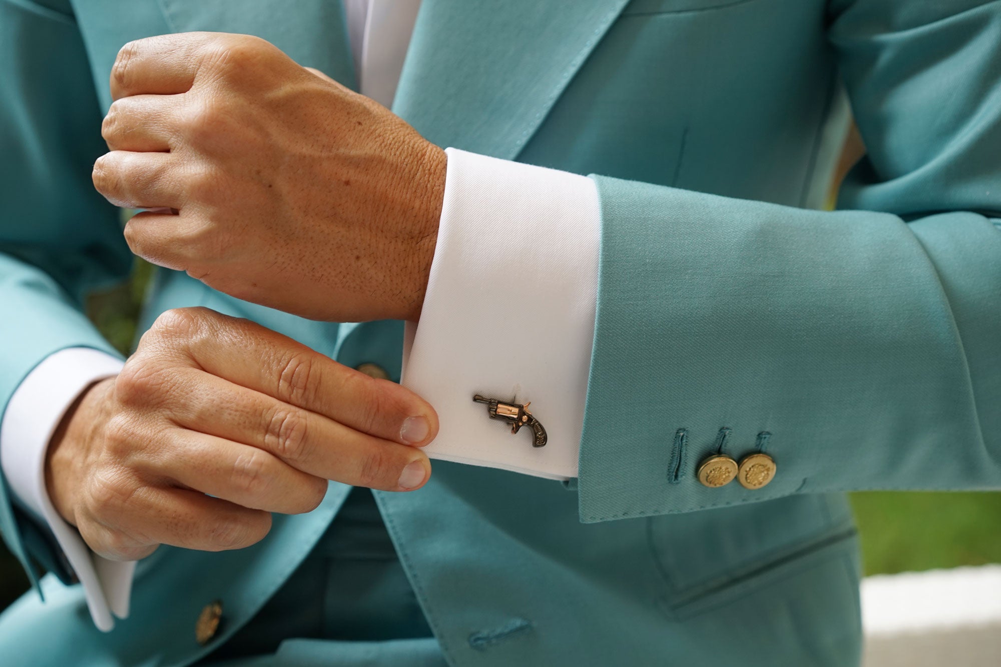 Dark Revolver Gun Cufflinks