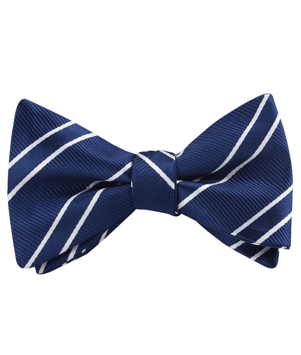 Navy Blue Double Stripe Self Bow Tie