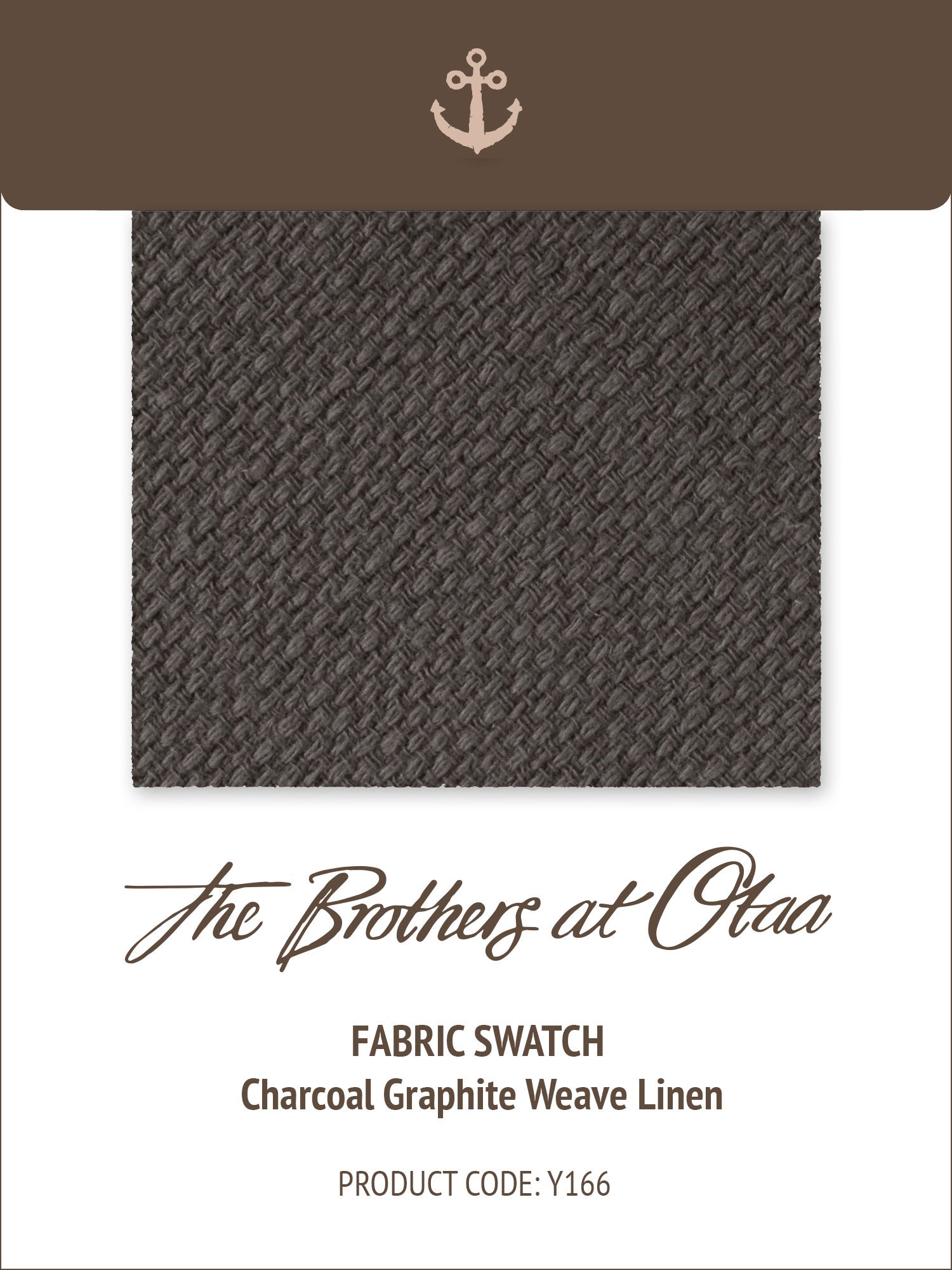 Fabric Swatch (Y166) - Charcoal Graphite Weave Linen