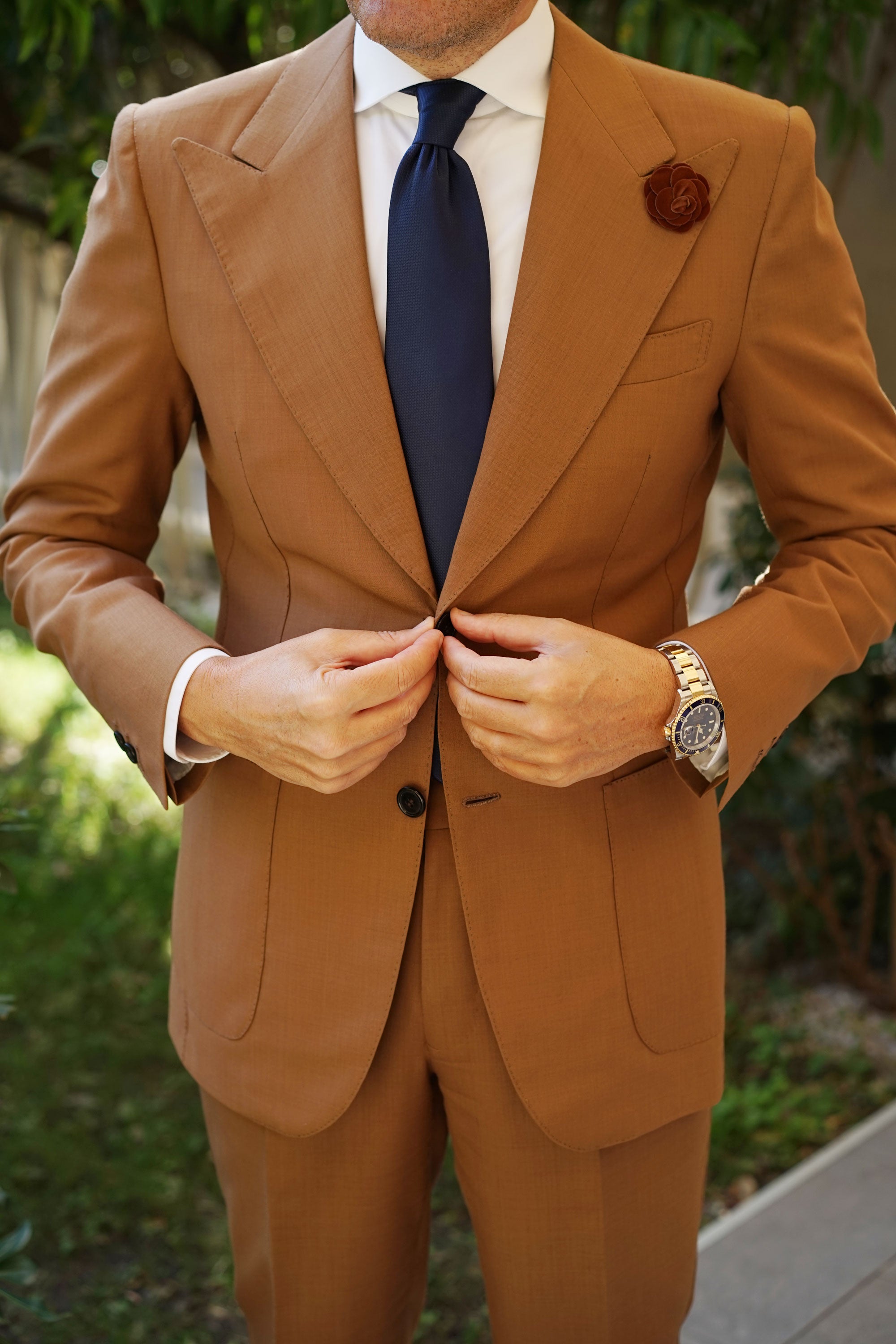 Brown Velvet Lapel Flower