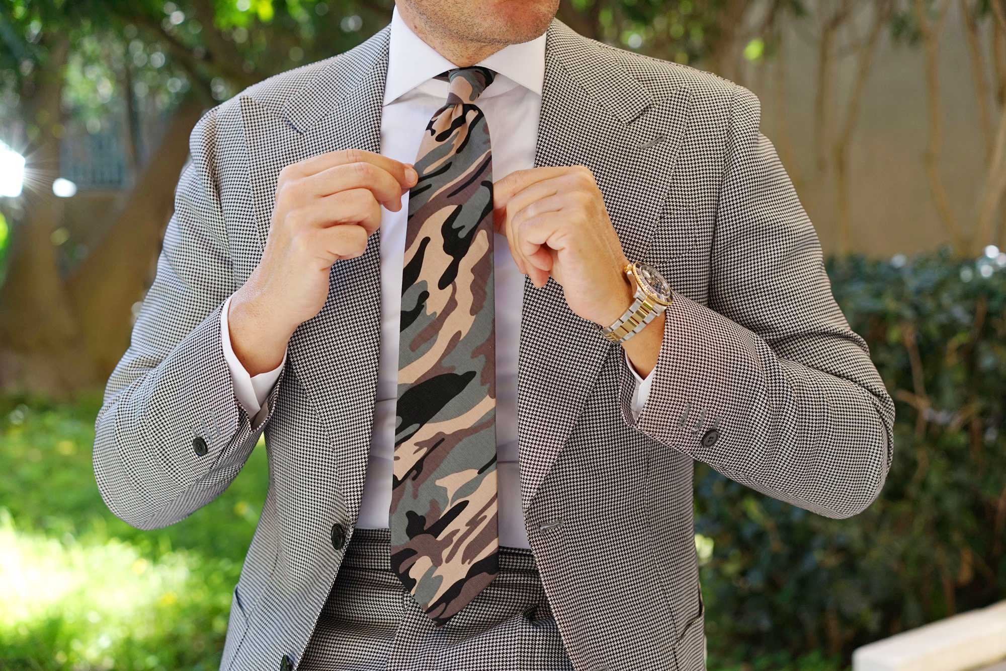 Forest Green Camouflage Tie