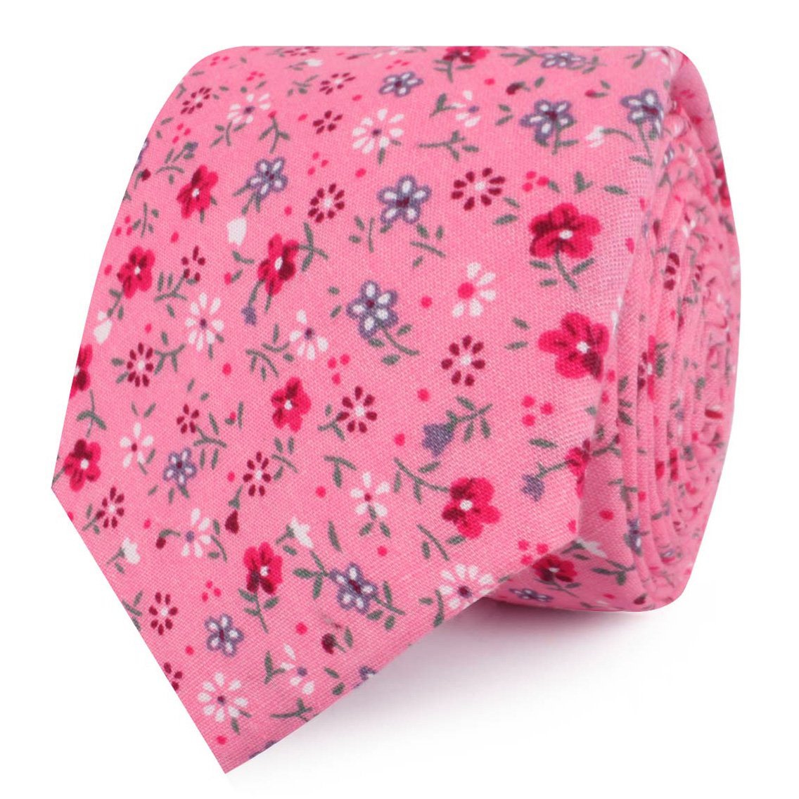 Flamenco Pink Floral Skinny Tie