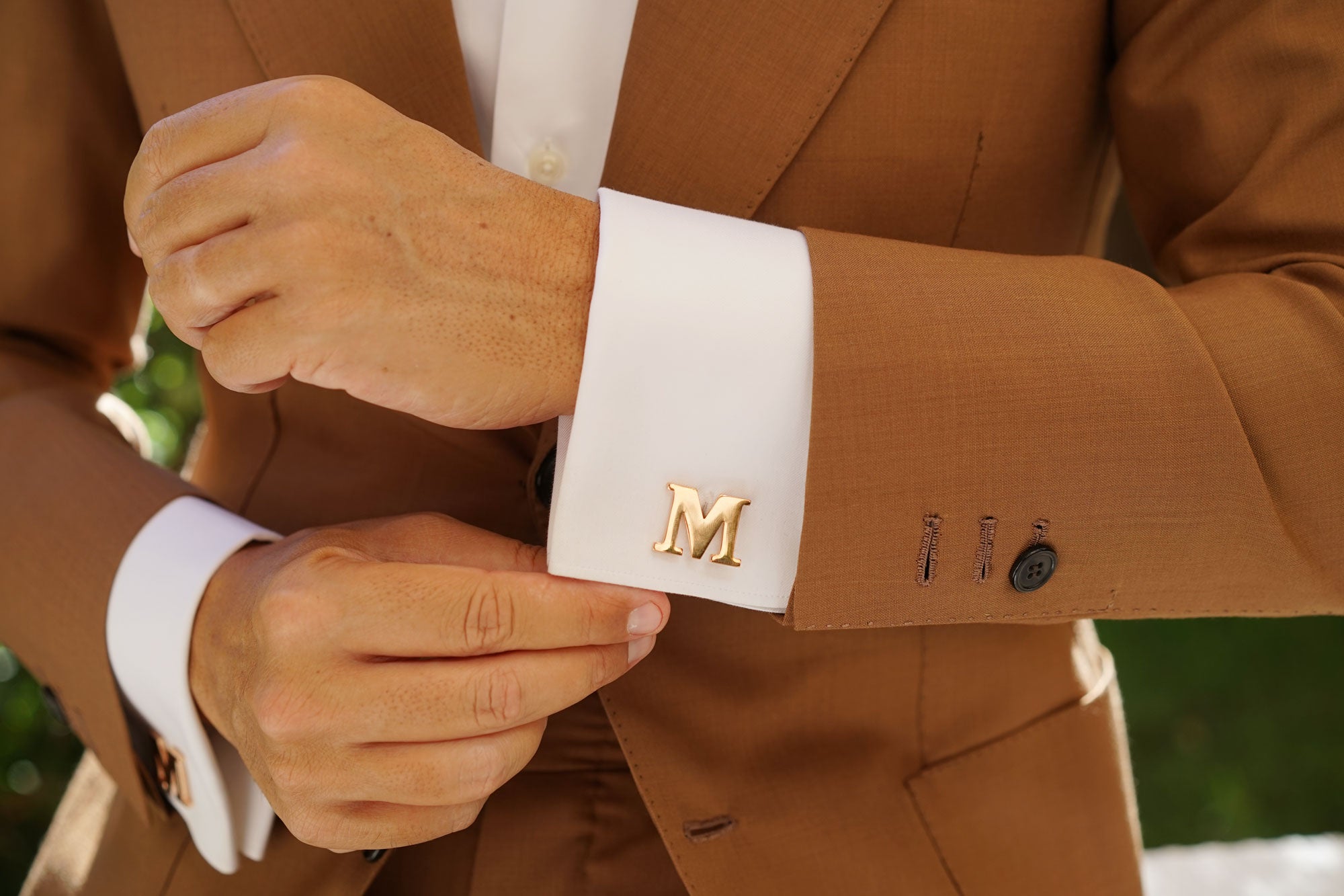 Rose Gold Letter M Cufflinks