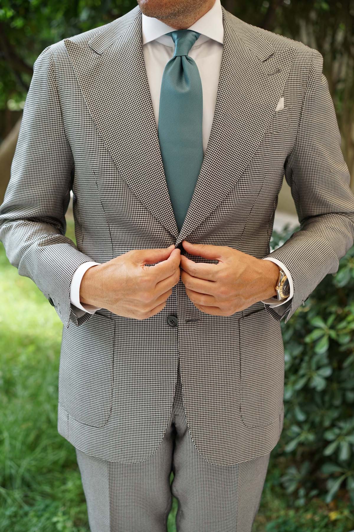 Dusty Teal Blue Weave Necktie