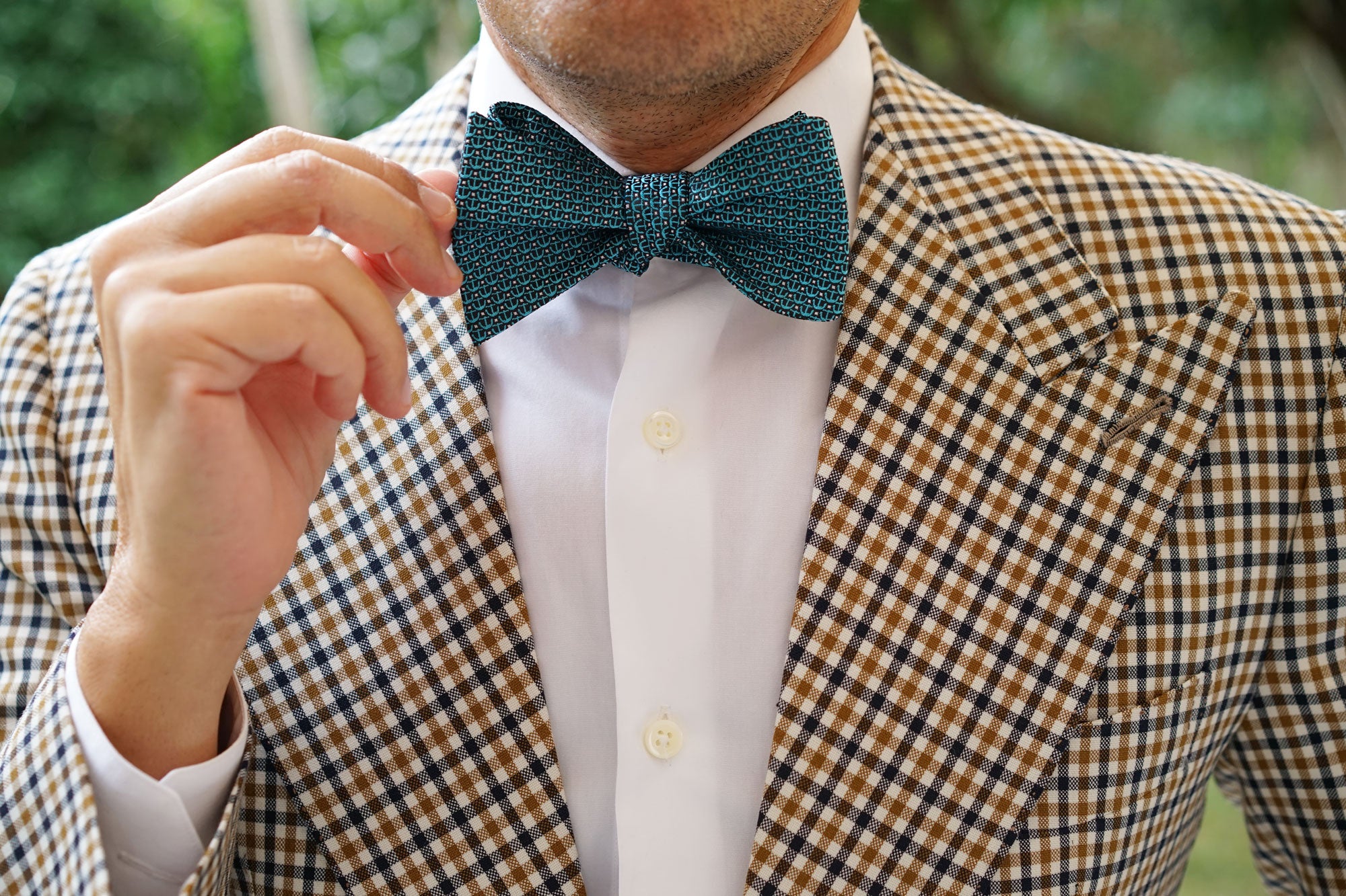 Seychelles Teal Anchor Self Bow Tie