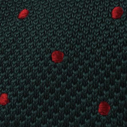 Dark Green with Burgundy Polkadot Knitted Tie