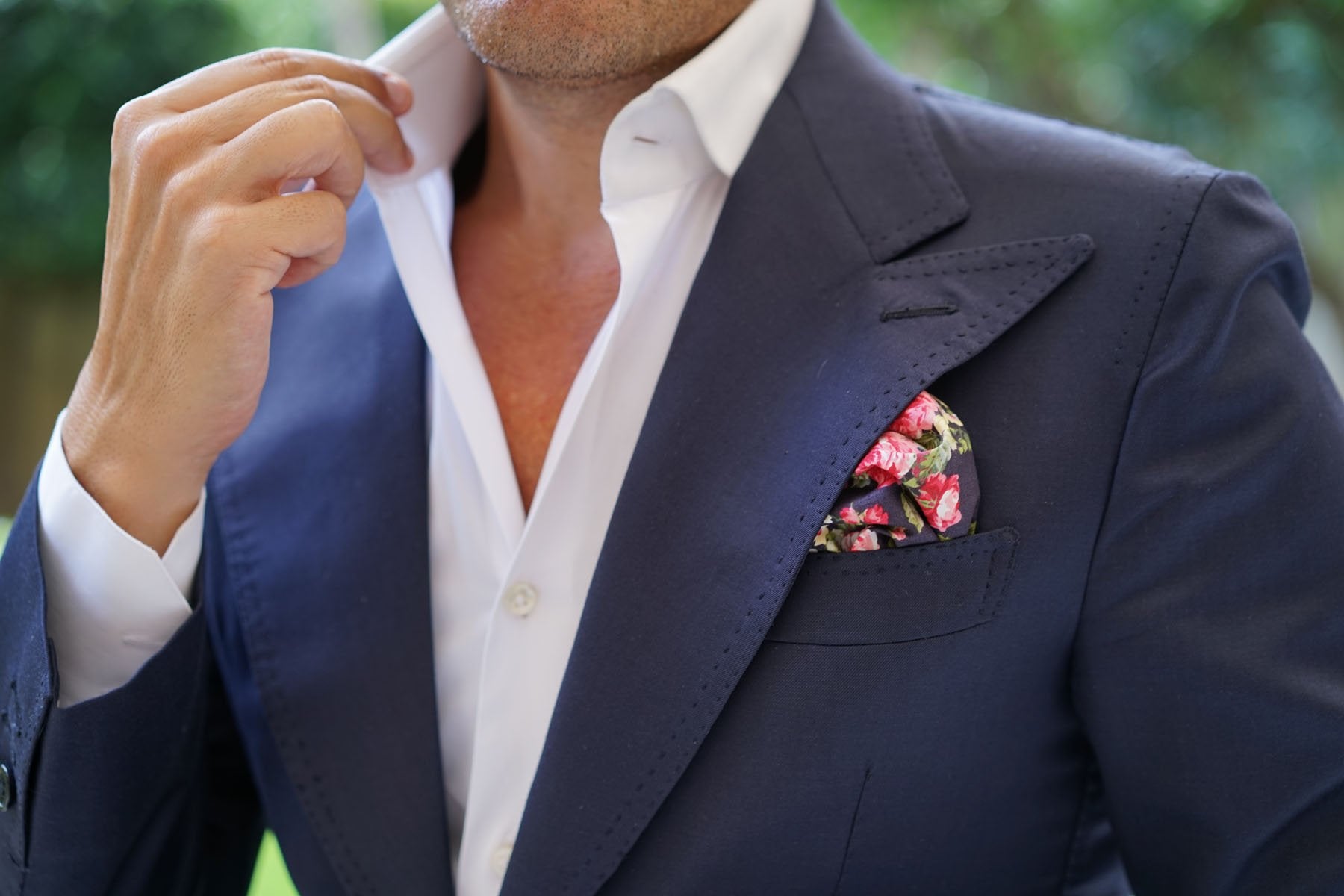 Santorini Pink Roses Pocket Square