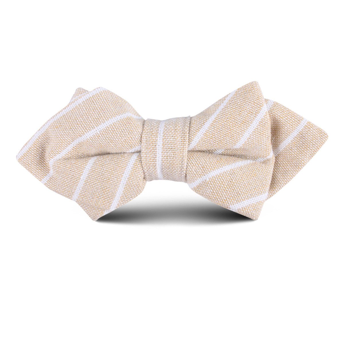 Khaki Linen Pinstripe Kids Diamond Bow Tie