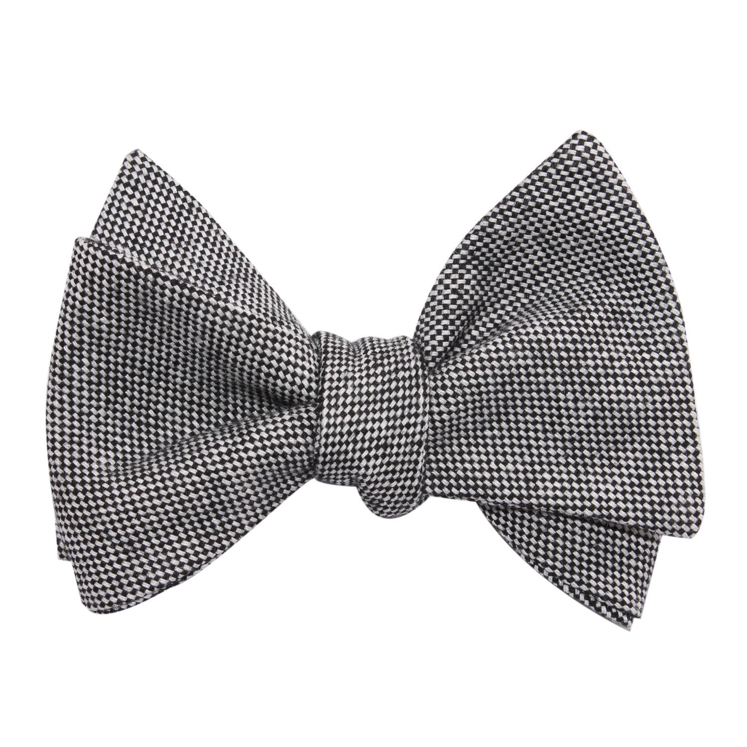 Black Tweed Linen Stitching Self Tie Bow Tie