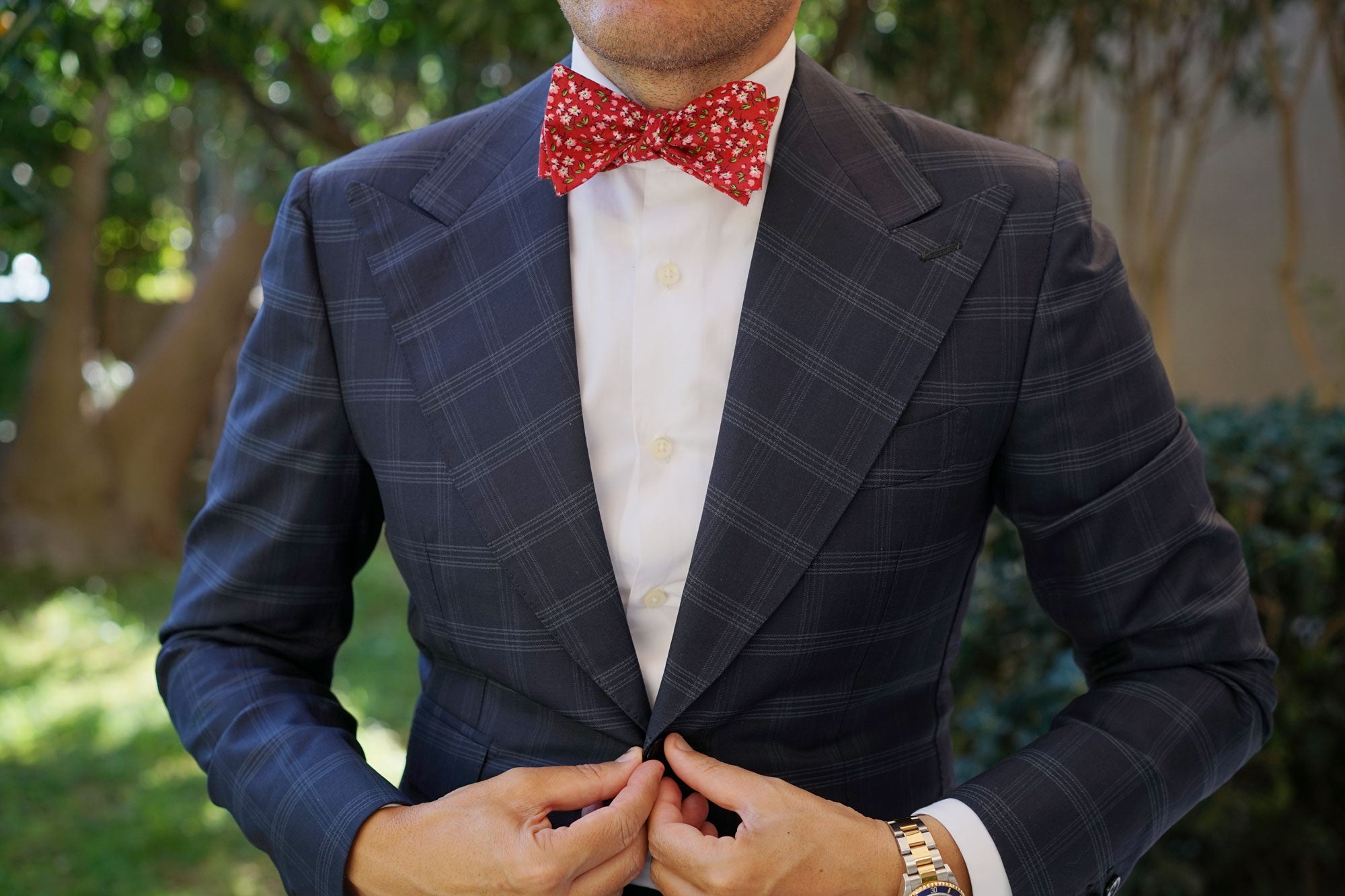 Cano Cristales Scarlet Floral Self Bow Tie