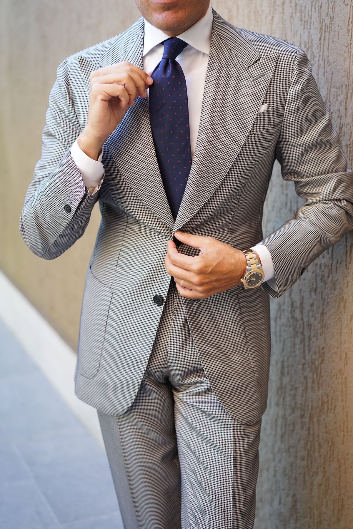 Navy Blue with Brown Polka Dots Necktie