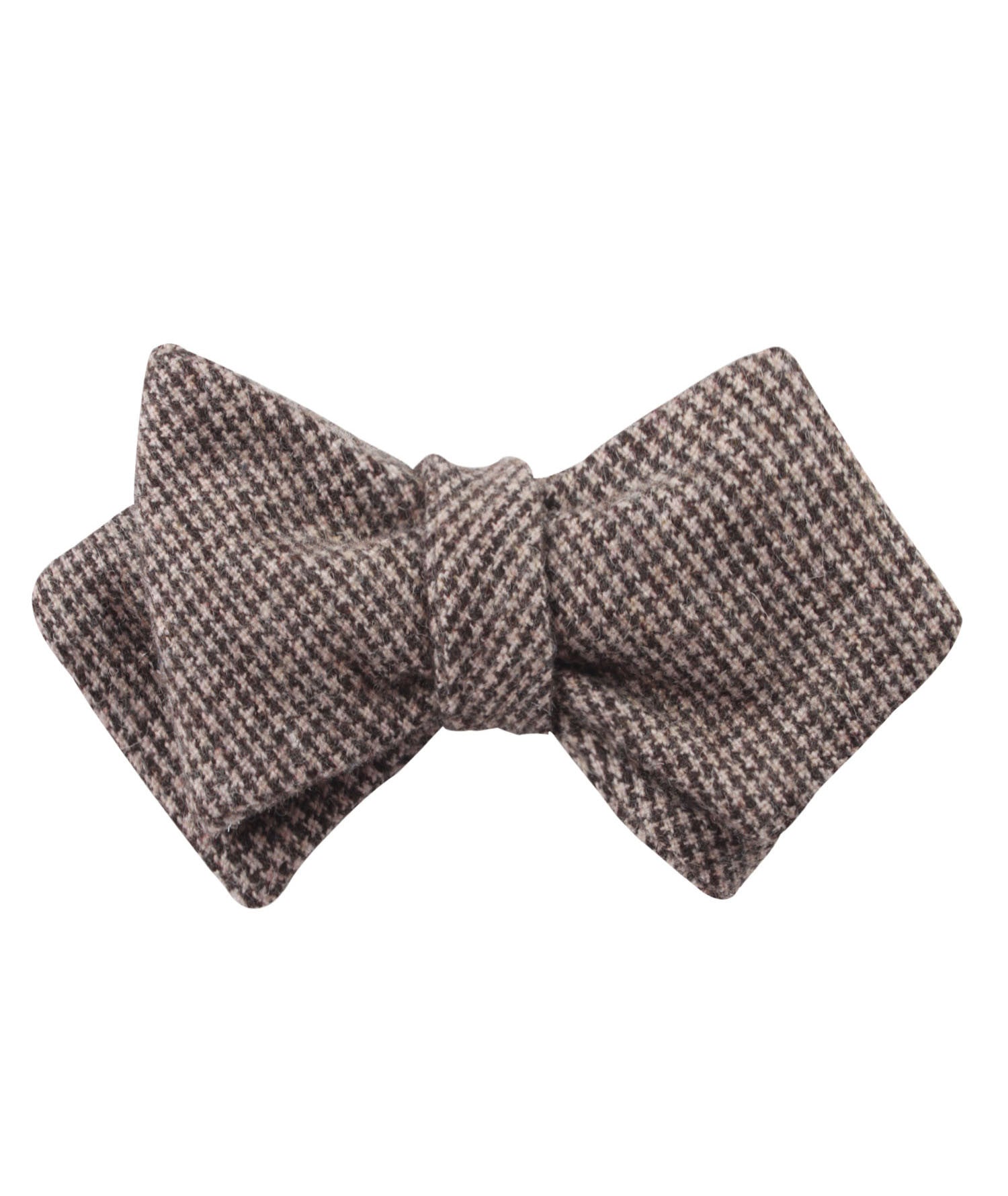 Brown Karakul Houndstooth Wool Diamond Self Bow Tie