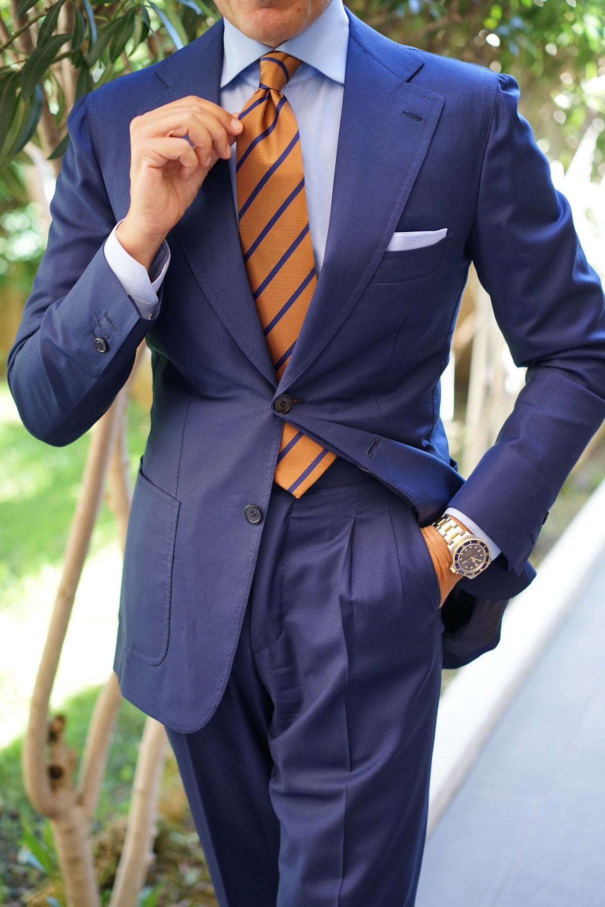 Golden Brown Pencil Stripe Tie