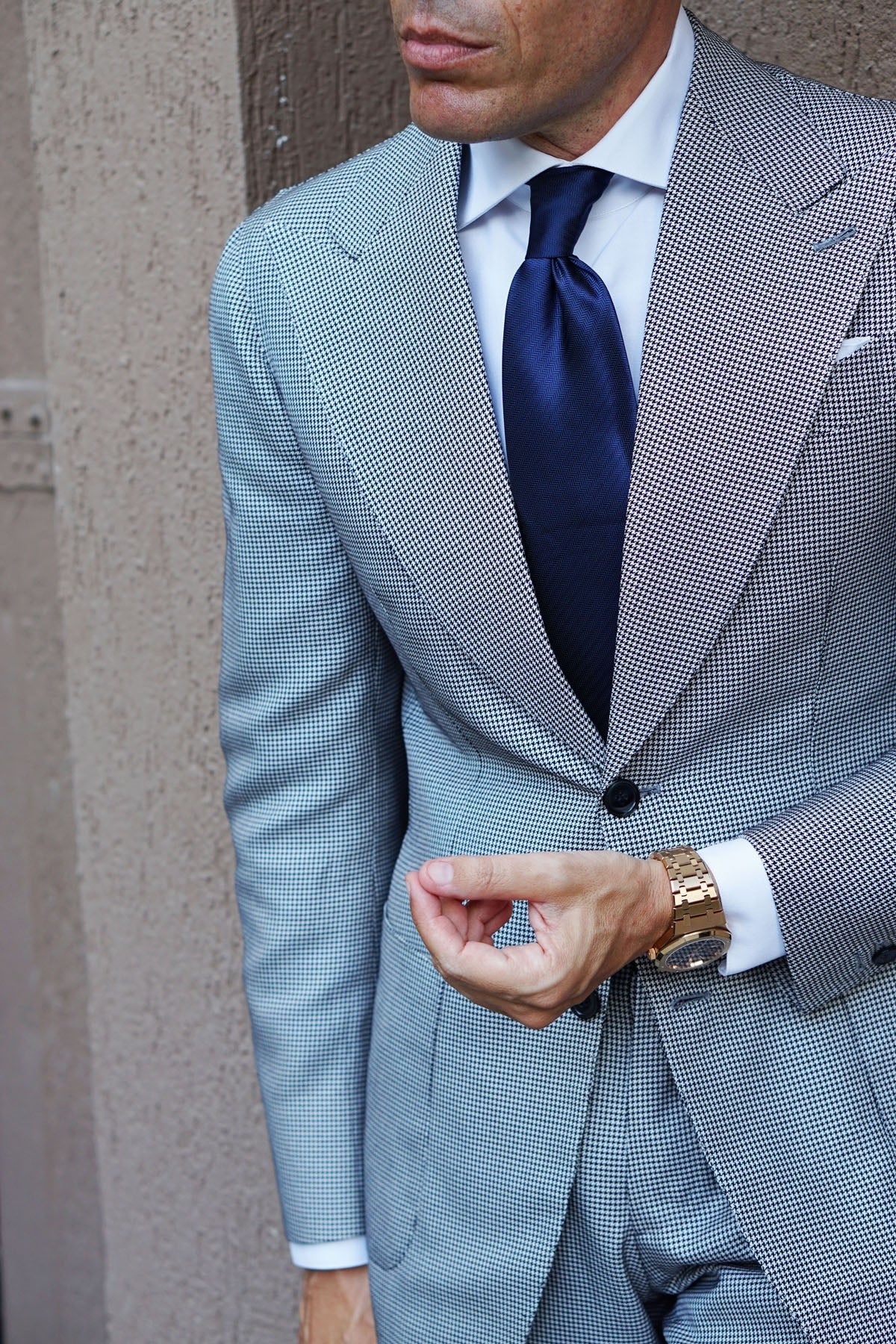 Indigo Blue Herringbone Necktie