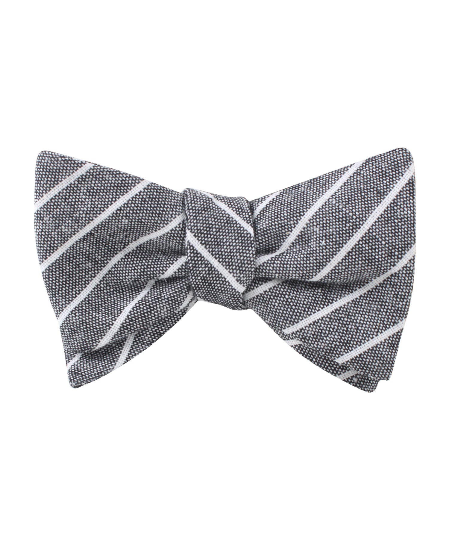 Kettle Linen Black Pinstripe Self Bow Tie