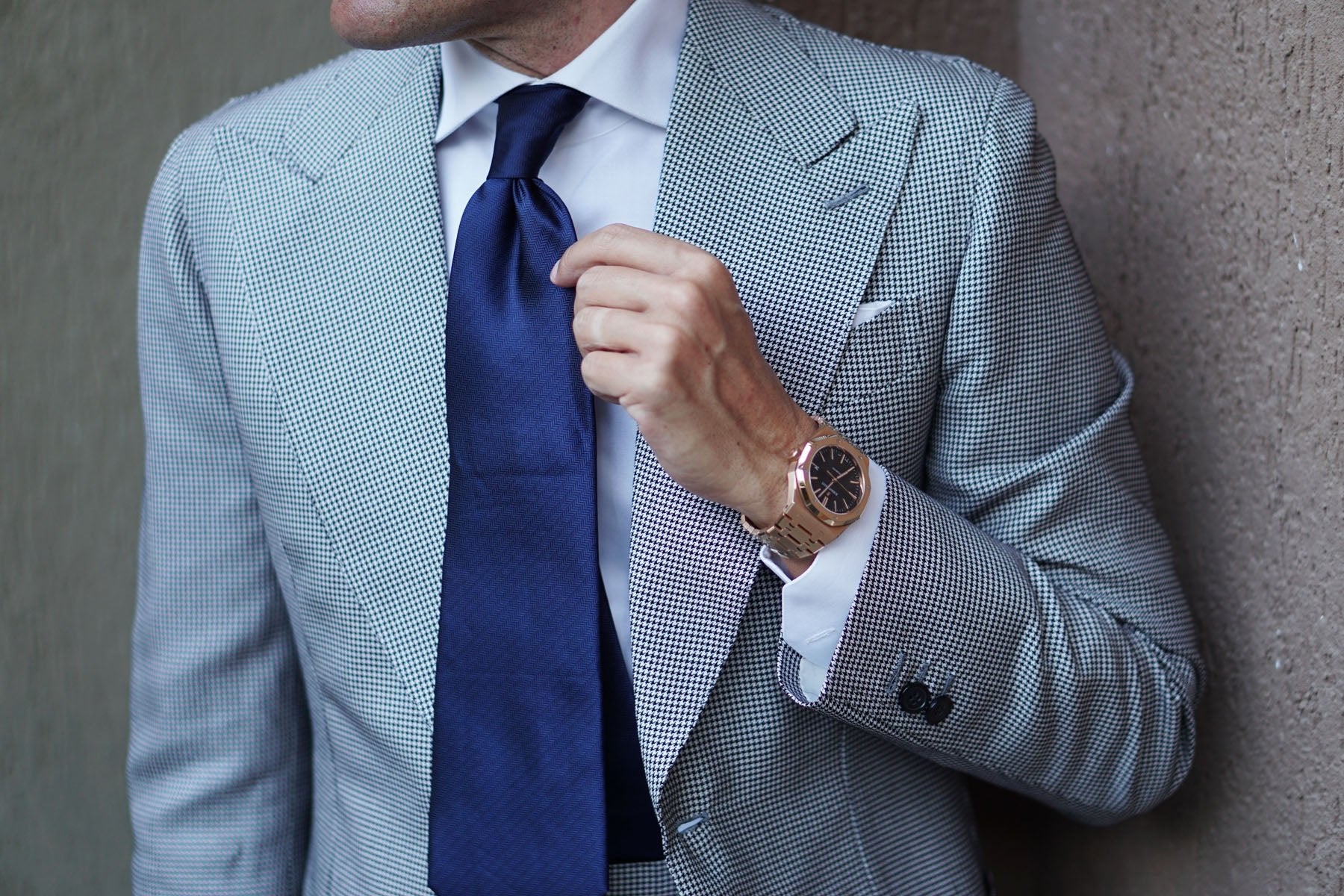 Indigo Blue Herringbone Necktie