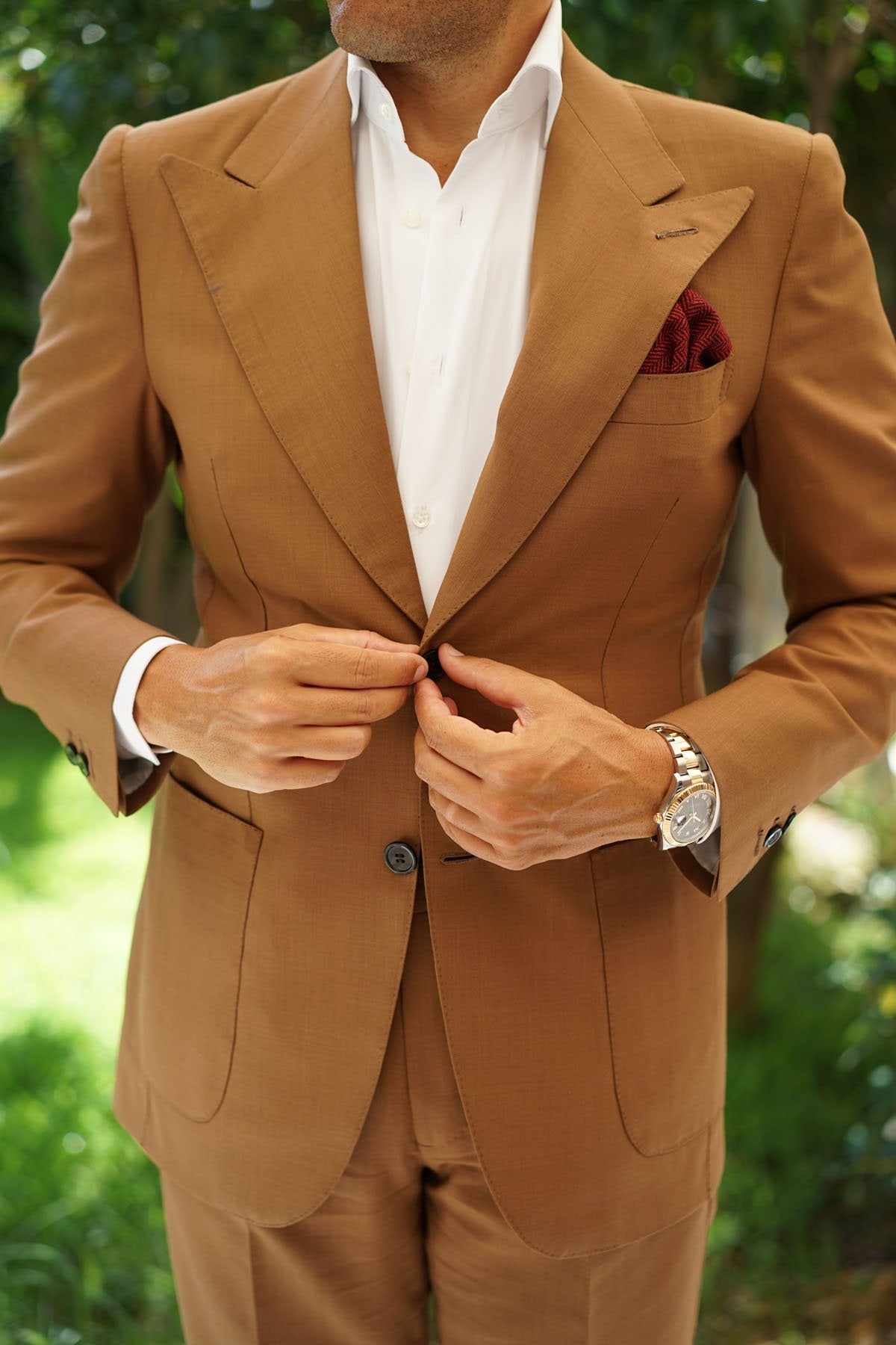 Black & Red Herringbone Wool Pocket Square