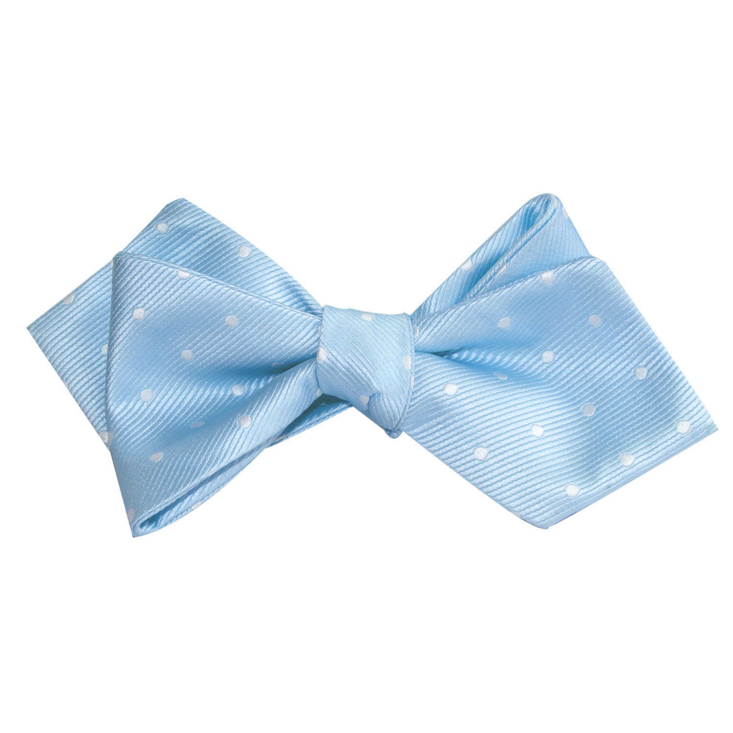 Mint Blue with White Polka Dots Self Tie Diamond Tip Bow Tie