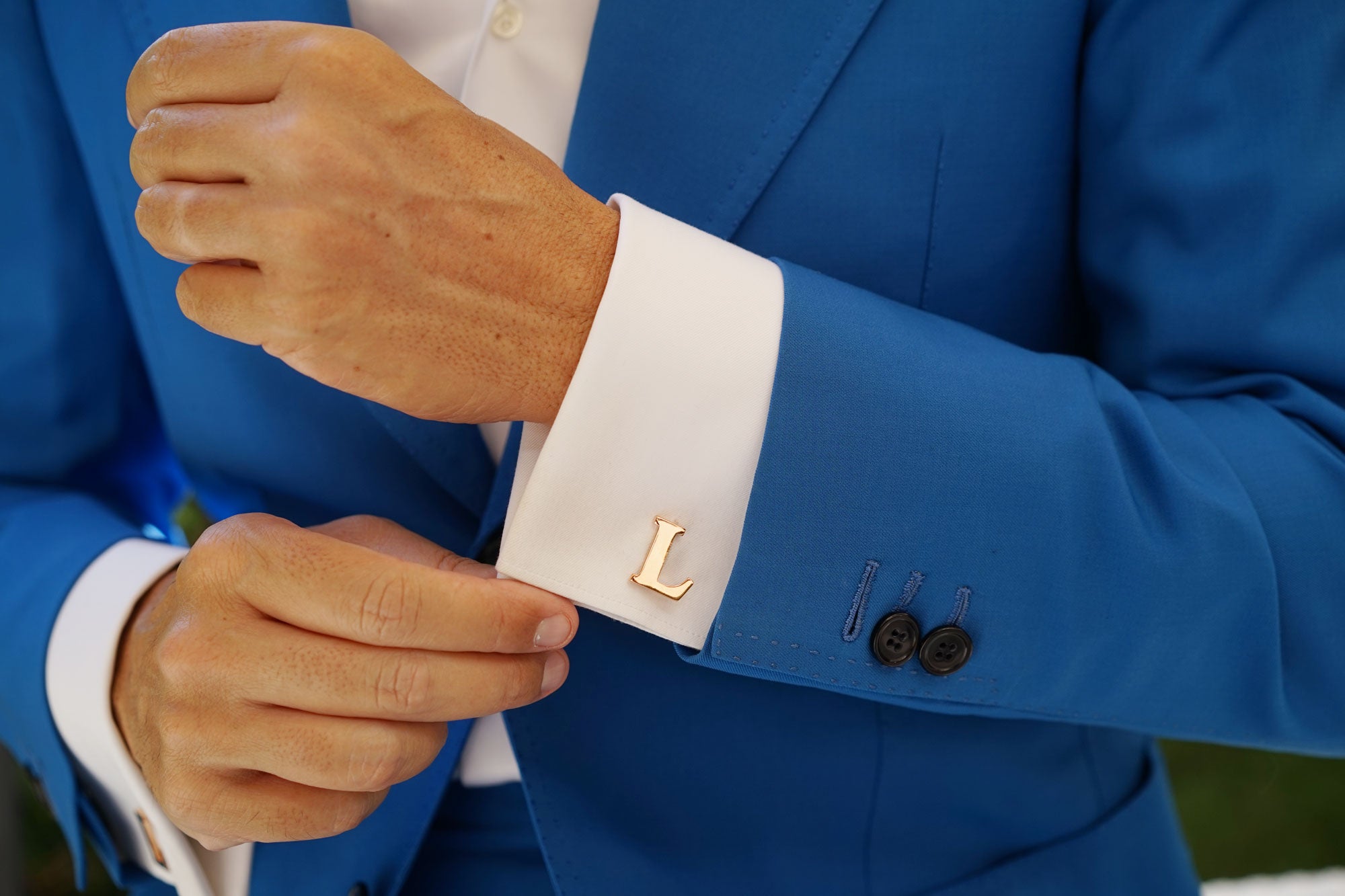 Rose Gold Letter L Cufflinks