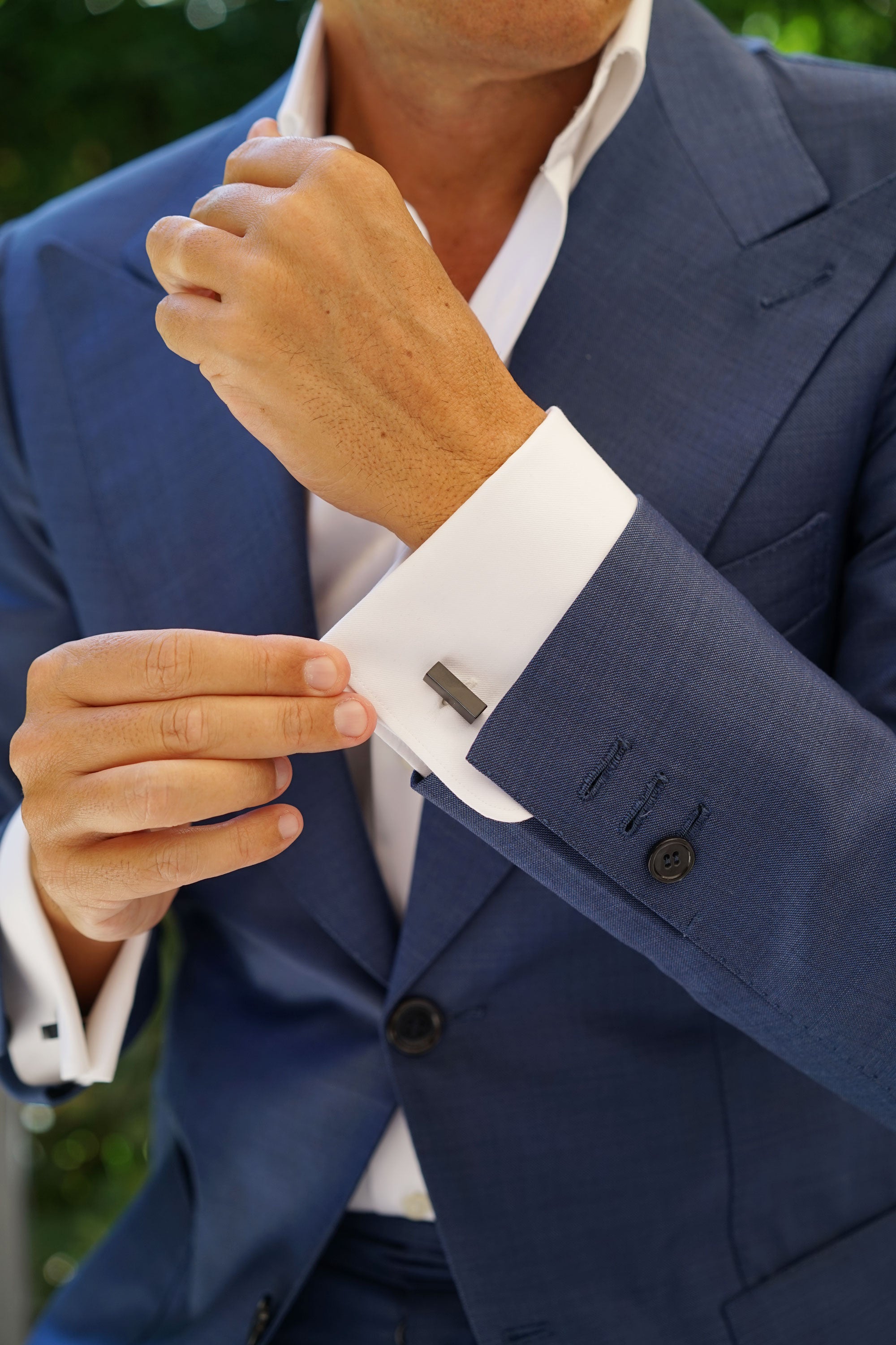 Bar Black Rectangle Cufflinks