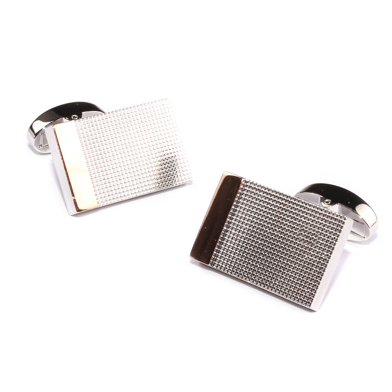 Silver Studded Rectangle Bar Cufflinks