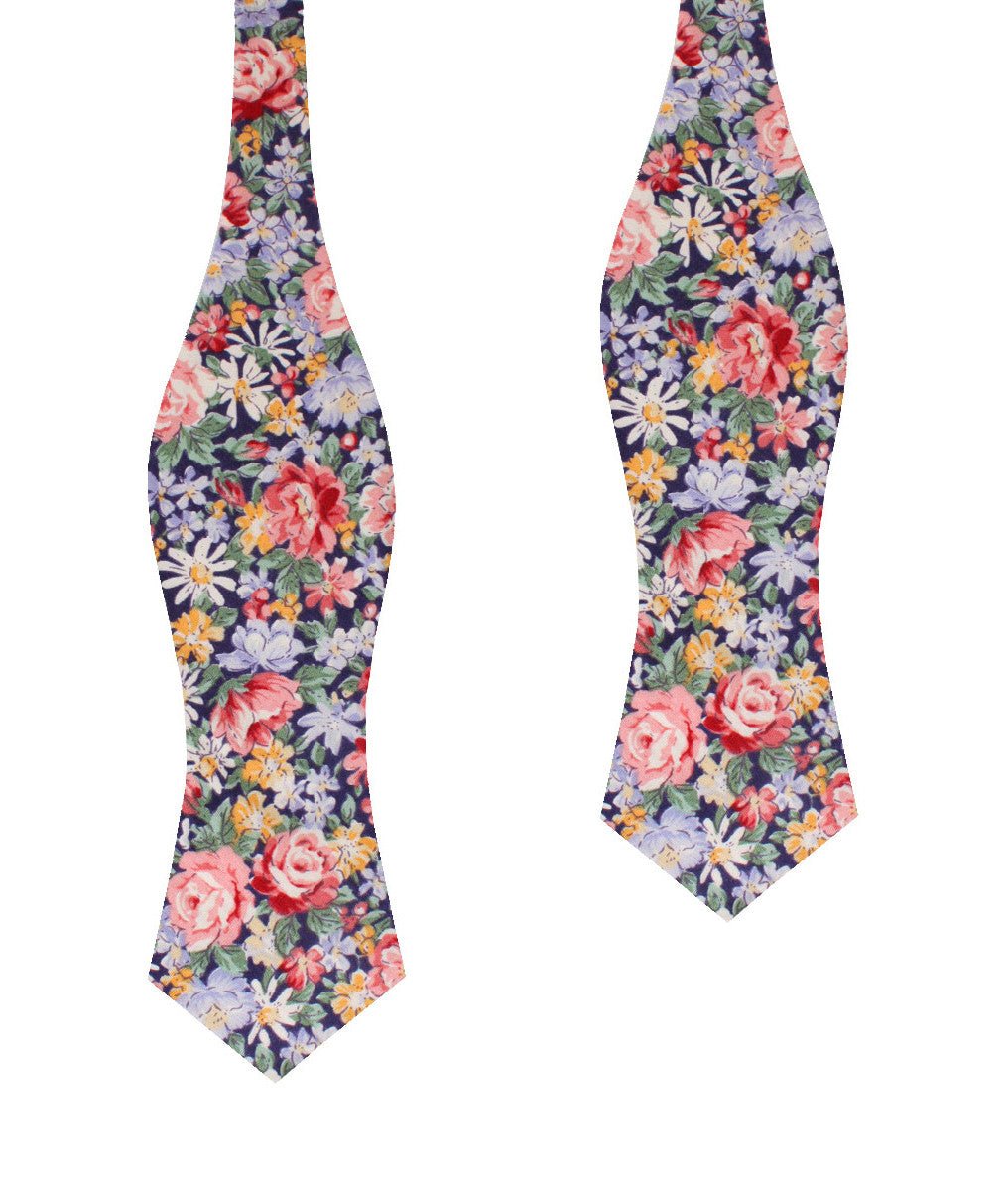 Pink Chrysanthemum Floral Diamond Self Bow Tie