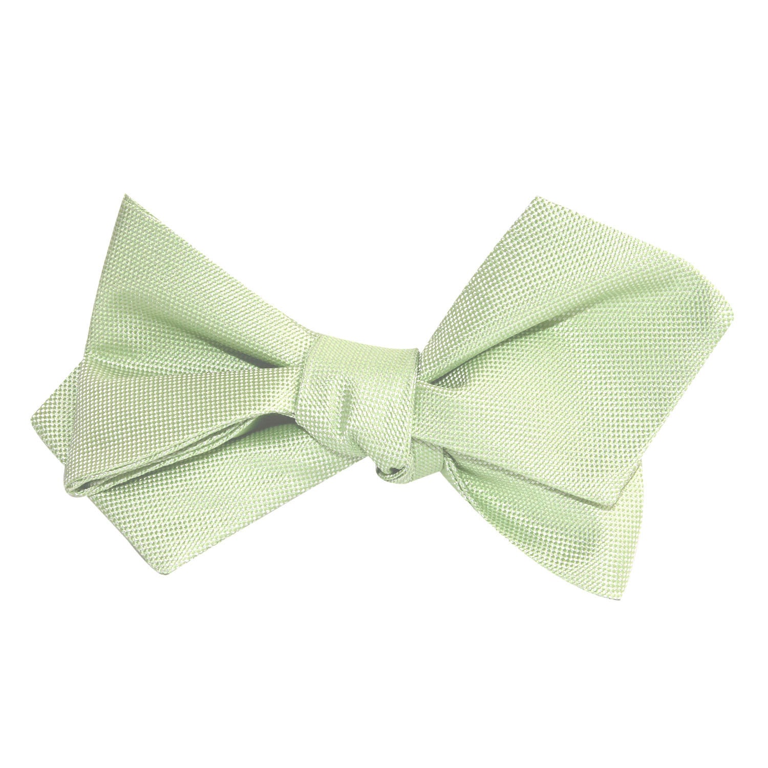 Light Mint Pistachio Green Self Tie Diamond Tip Bow Tie