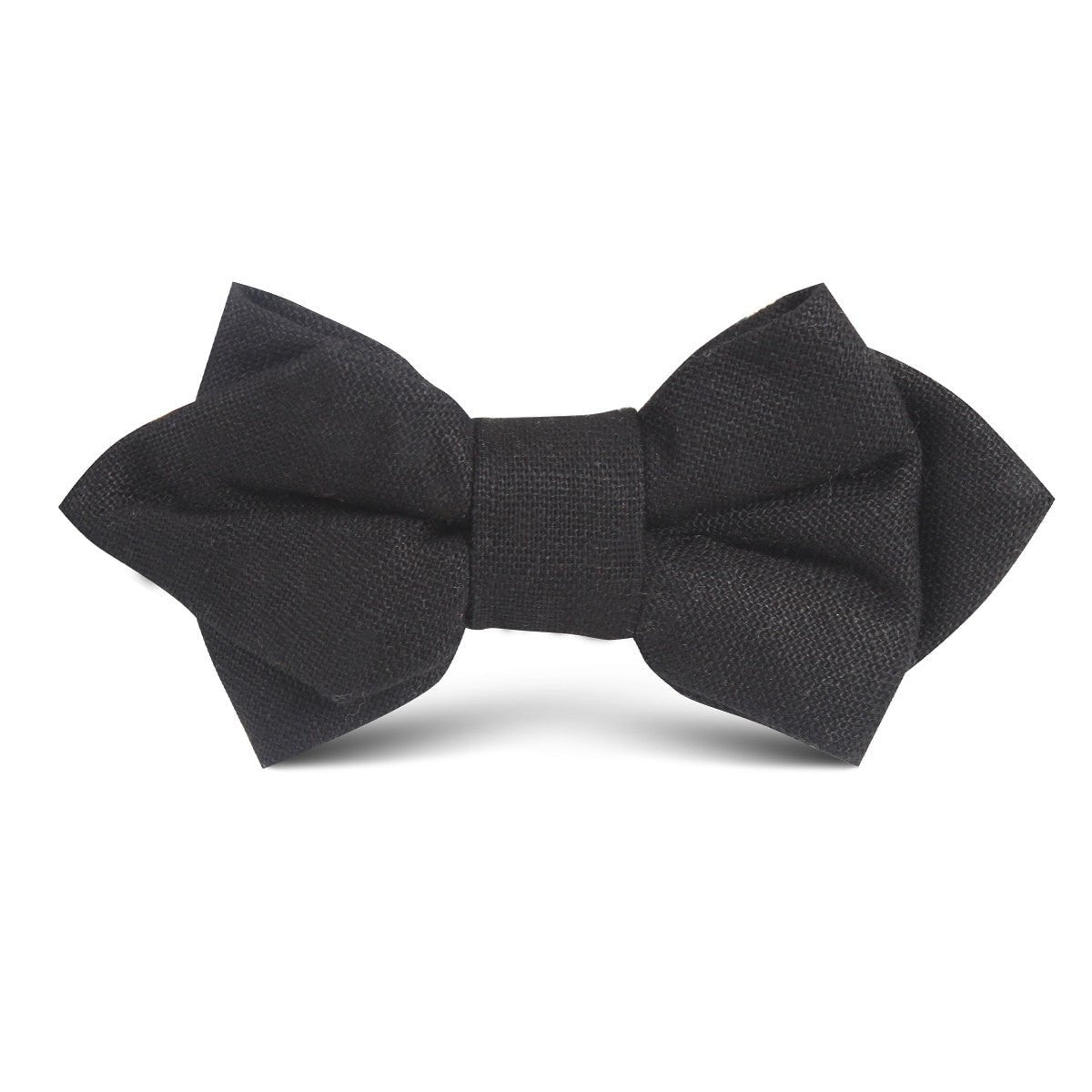 Black Linen Kids Diamond Bow Tie