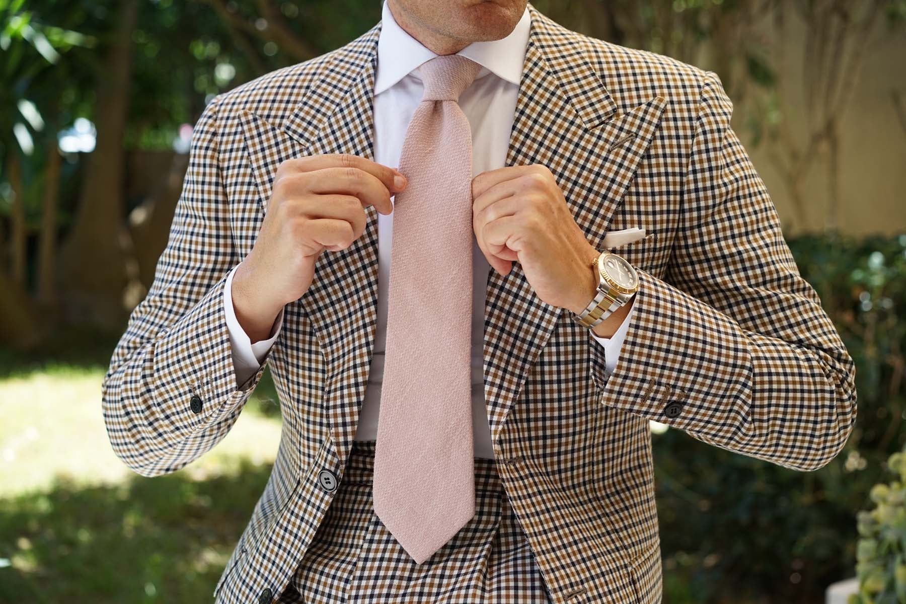 Dusty Beige Pink Linen Necktie