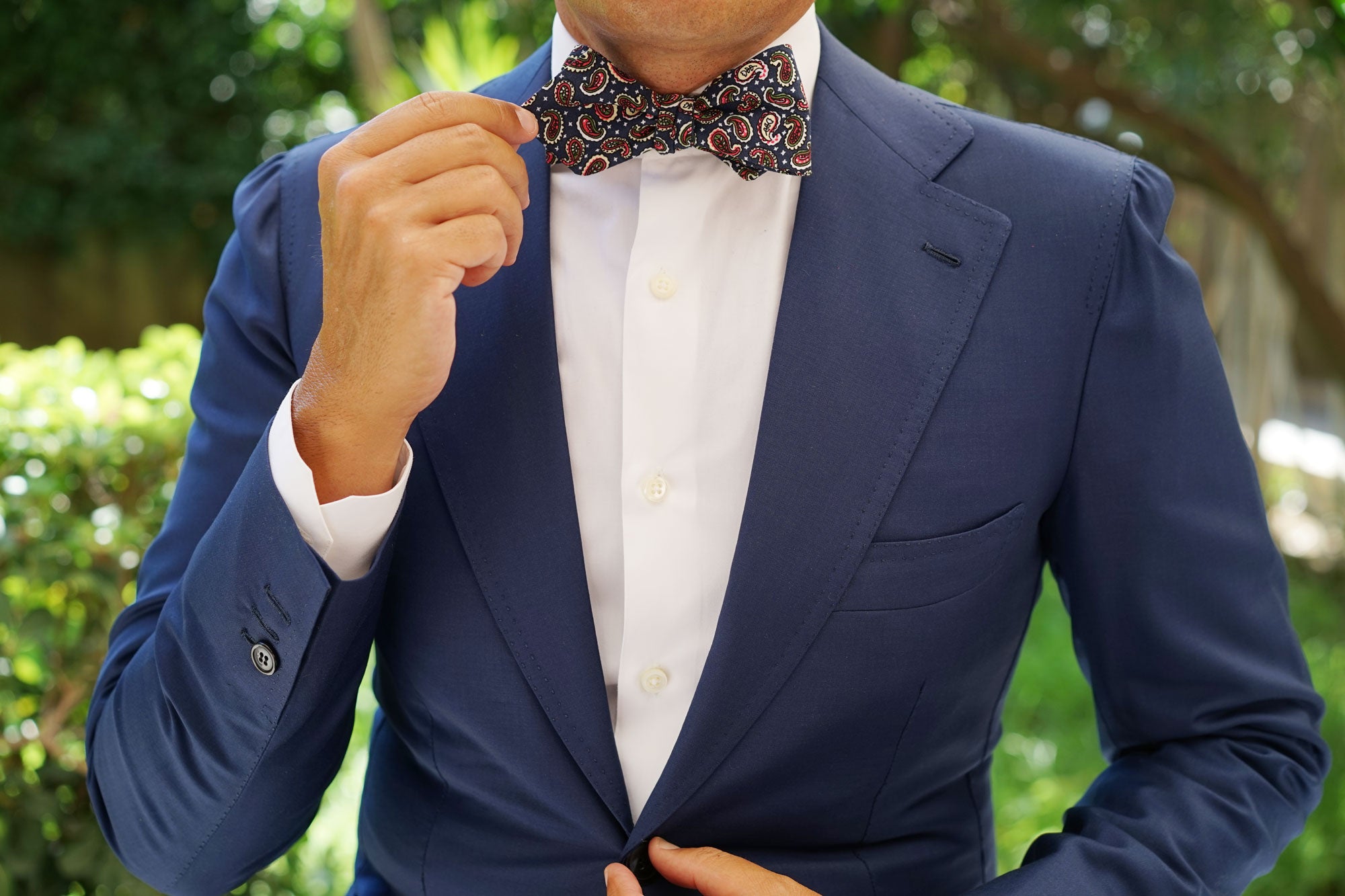 Prague Paisley Blue Floral Diamond Self Bow Tie