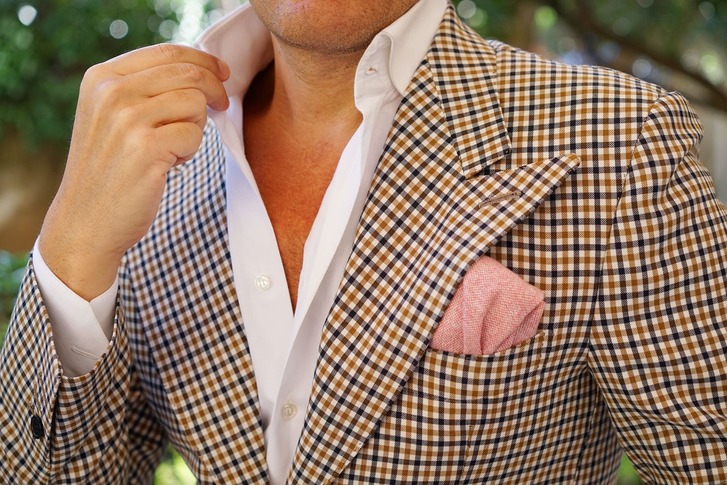 Blush Red Slub Linen Pocket Square