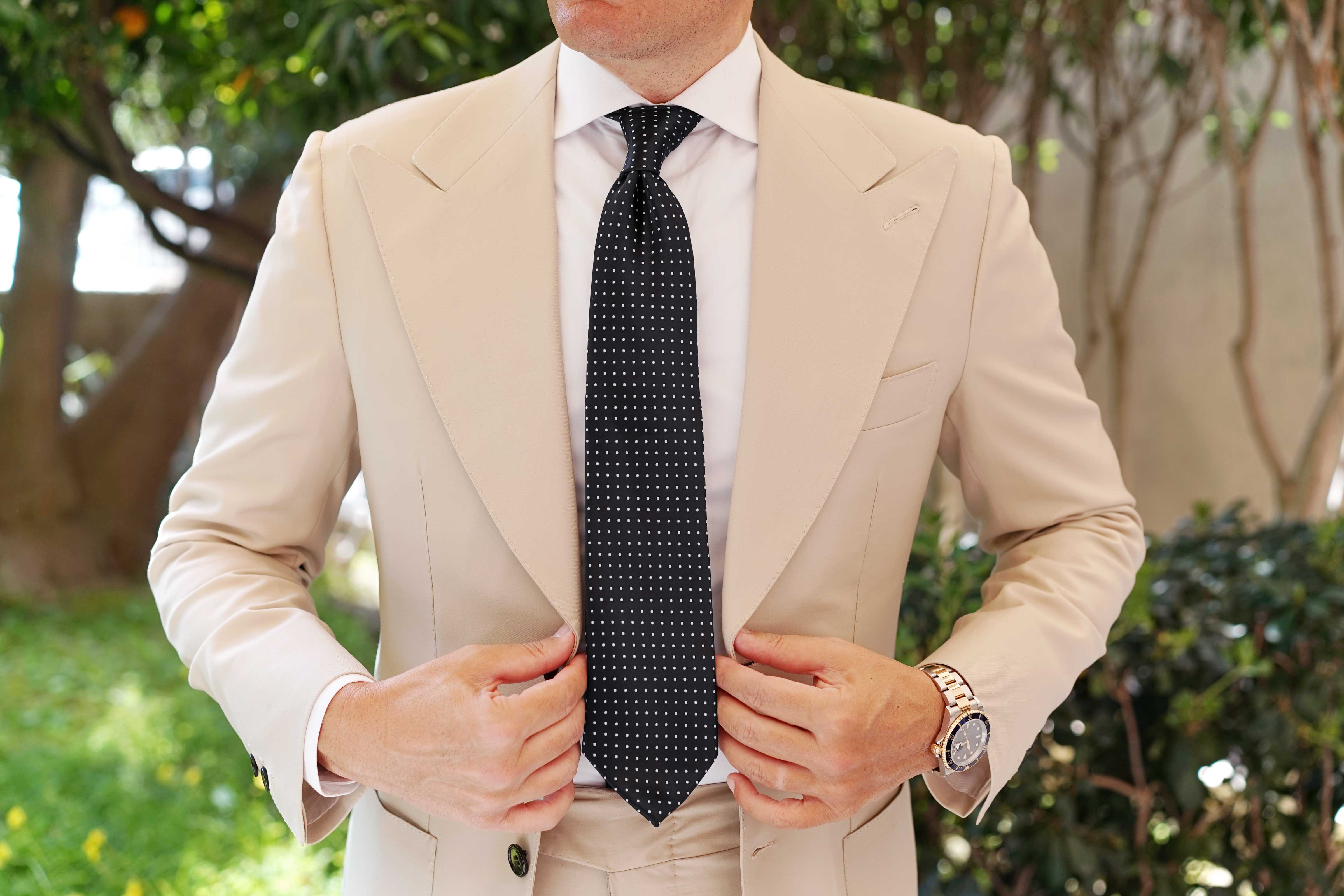 Black with Small White Polka Dots Tie