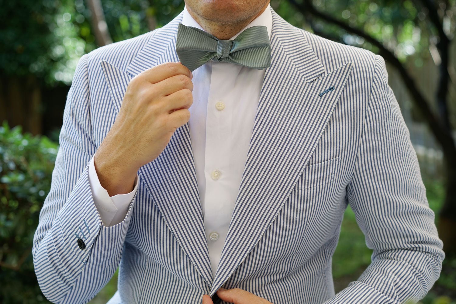 Silver Sage Twill Self Bow Tie