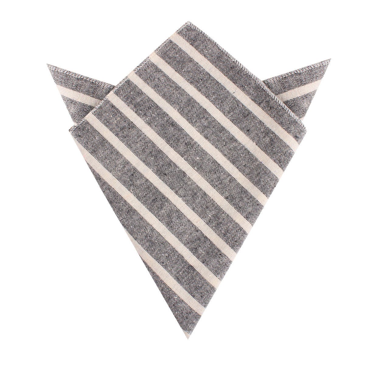 Adana Black Chalk Stripe Linen Pocket Square