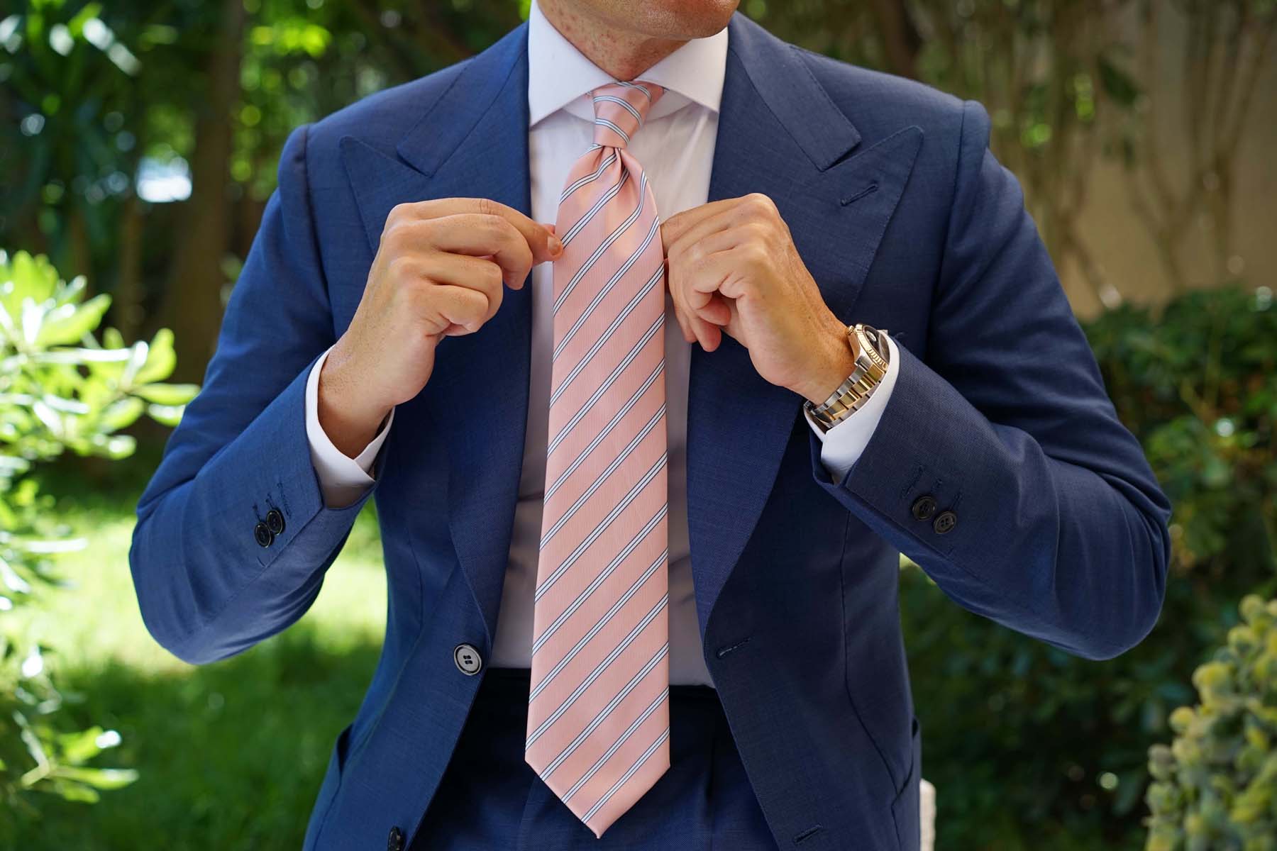 Dusty Peach Copacabana Striped Necktie