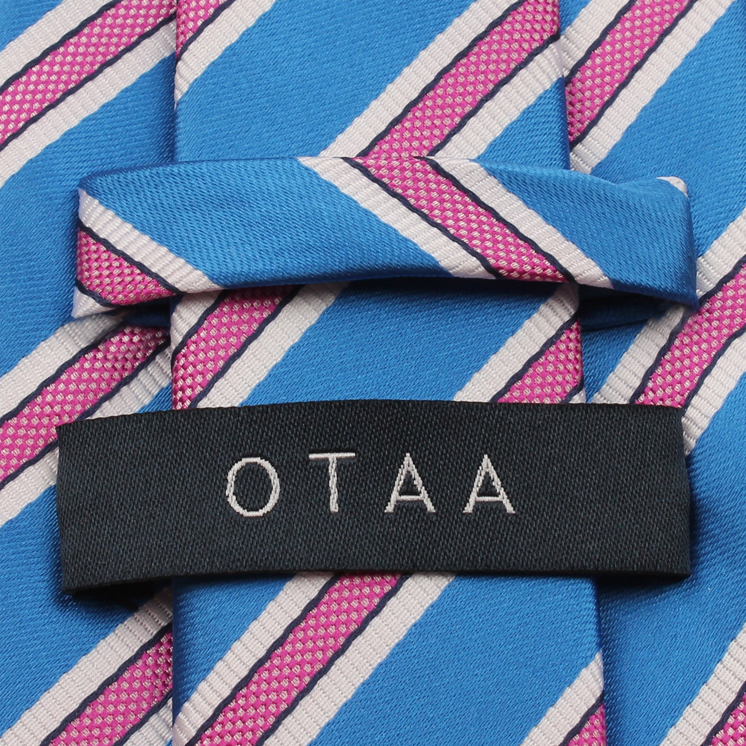 Light Blue Tie with Pink Stripes