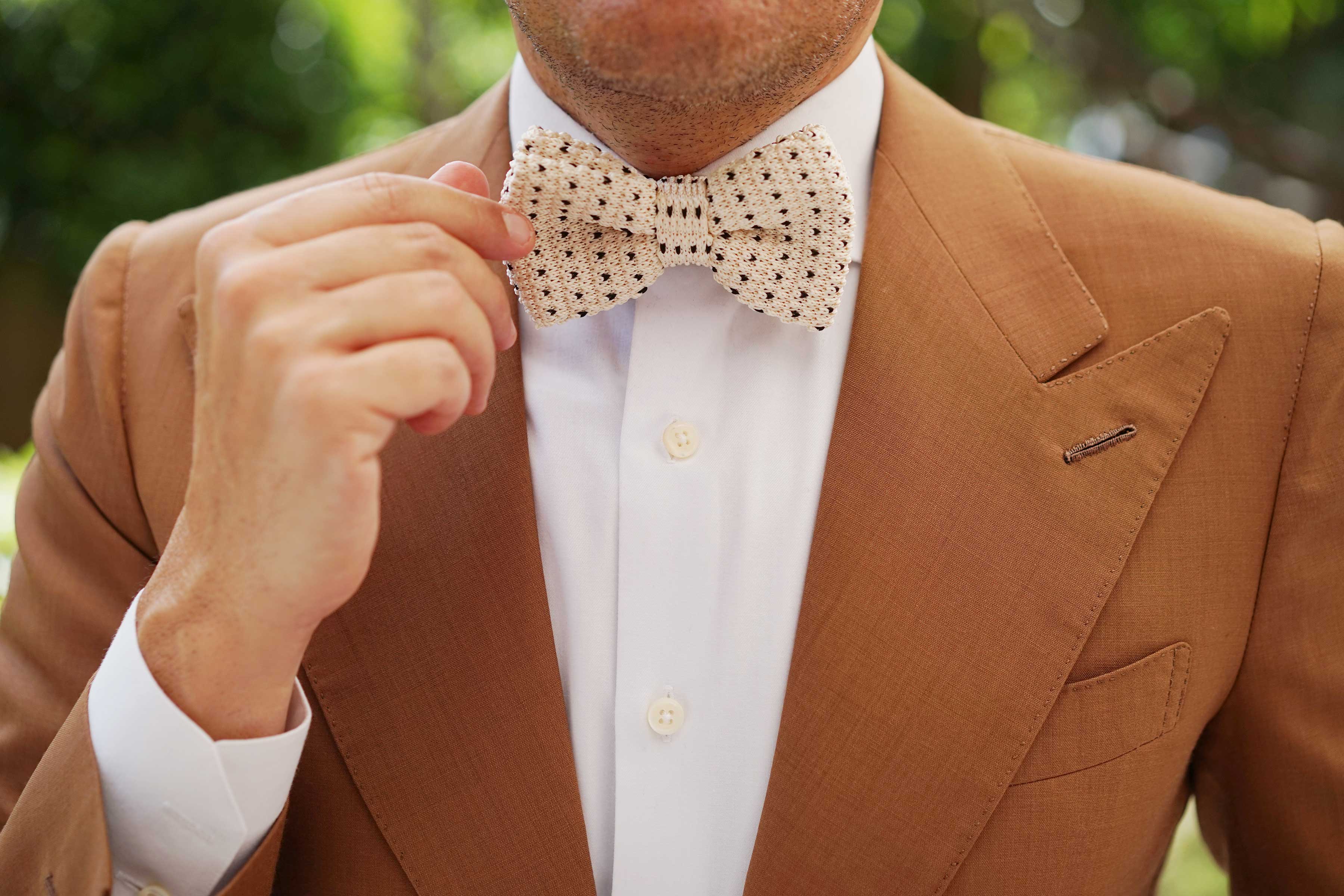 White Jon Snow Knitted Bow Tie