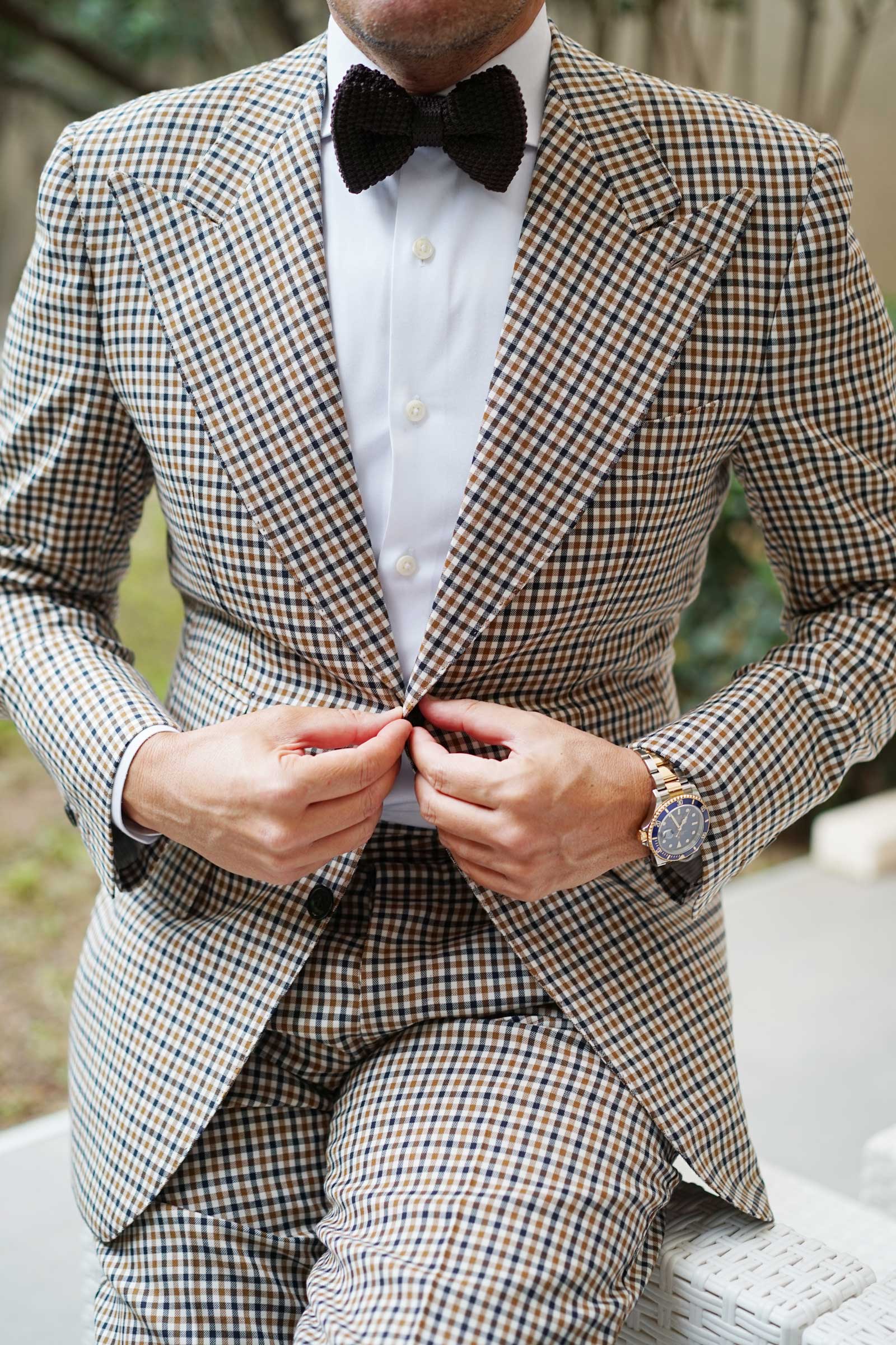 Brown Knitted Bow Tie