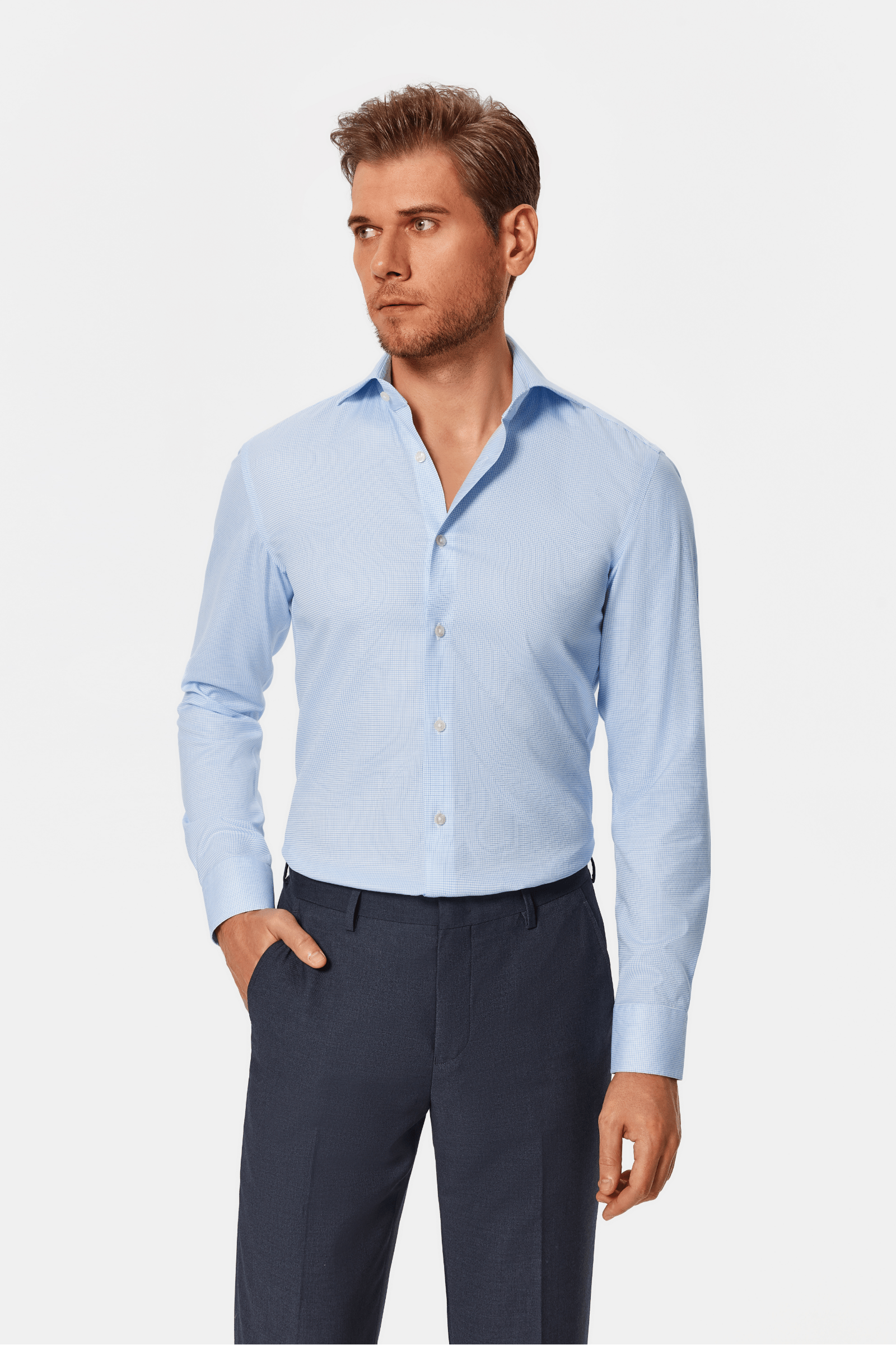 Bateman Blue Weave Lucious Non-Iron Shirt