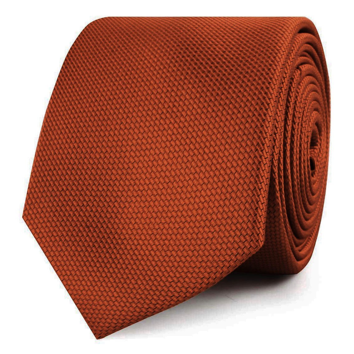 Burnt Orange Rust Weave Skinny Tie