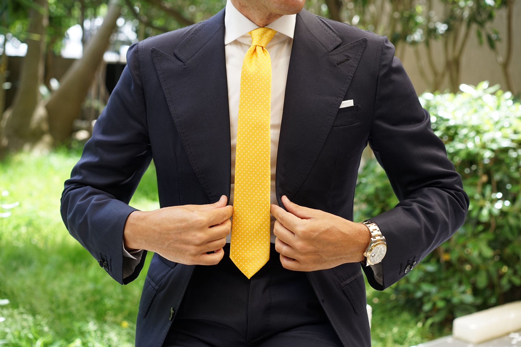 Yellow Mini Polka Dots Skinny Tie