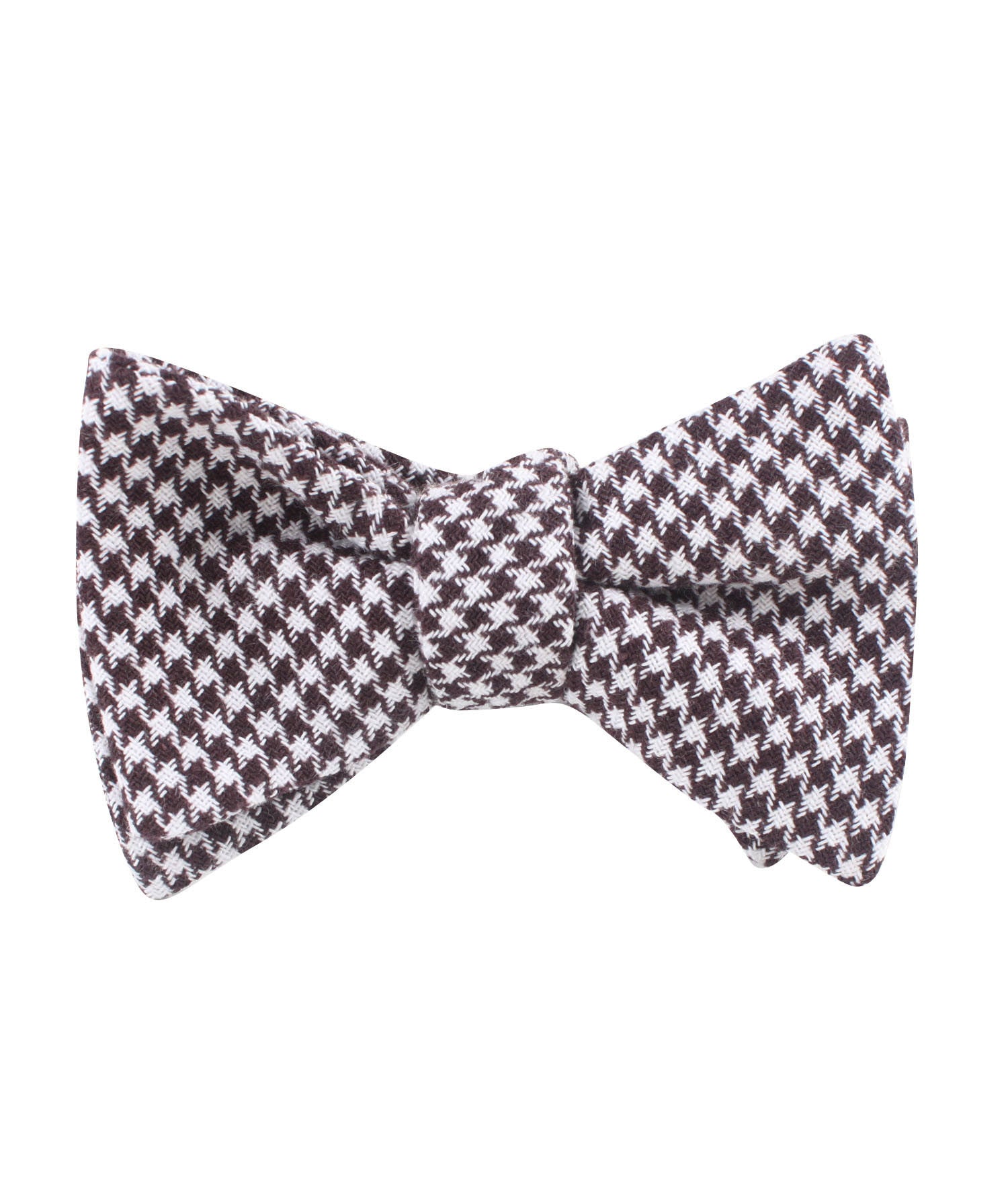 Cappuccino Houndstooth Brown Linen Self Bow Tie