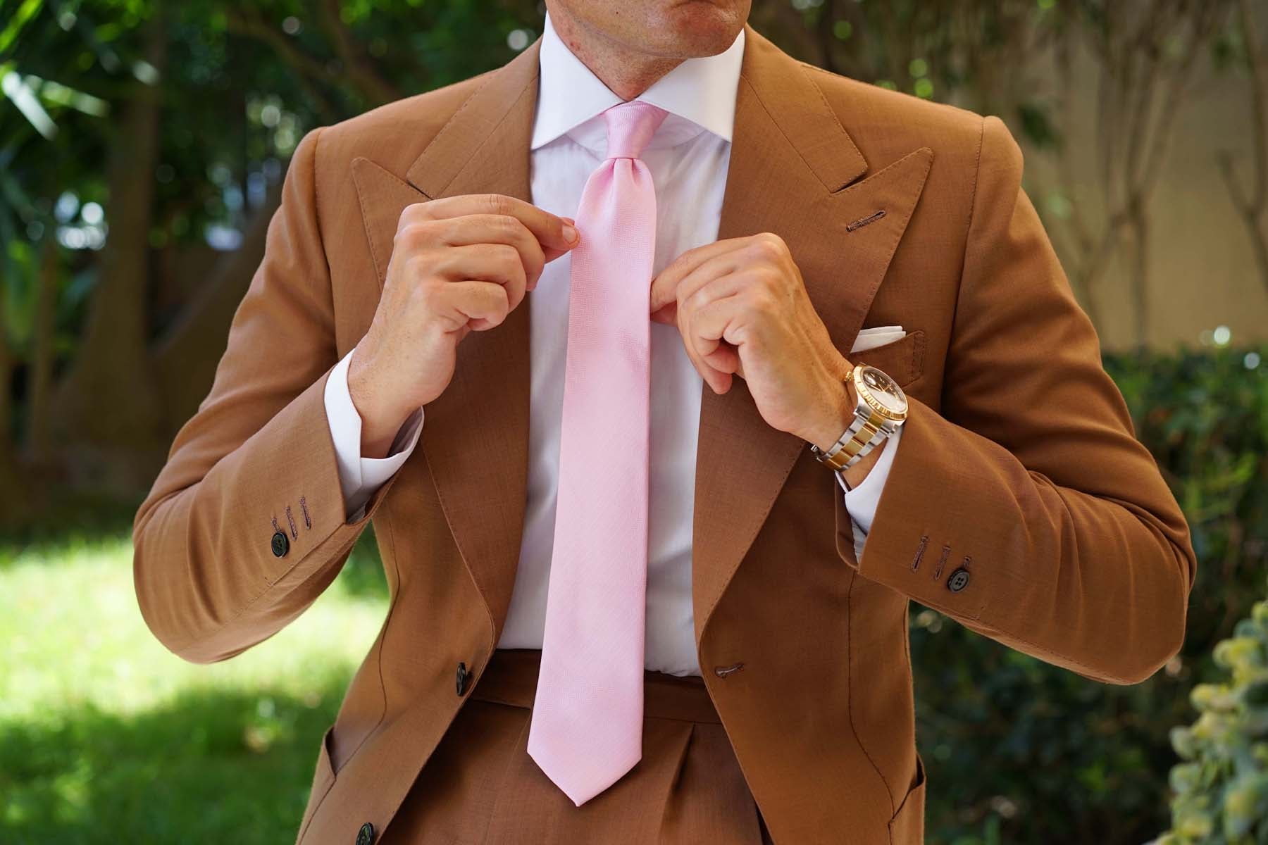 Tickled Pink Herringbone Chevron Skinny Tie