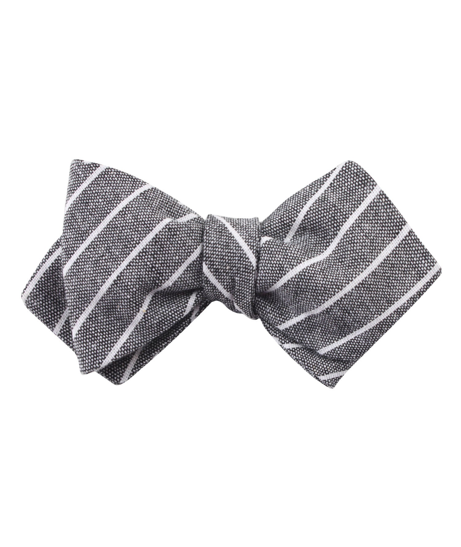 Kettle Linen Black Pinstripe Diamond Self Bow Tie