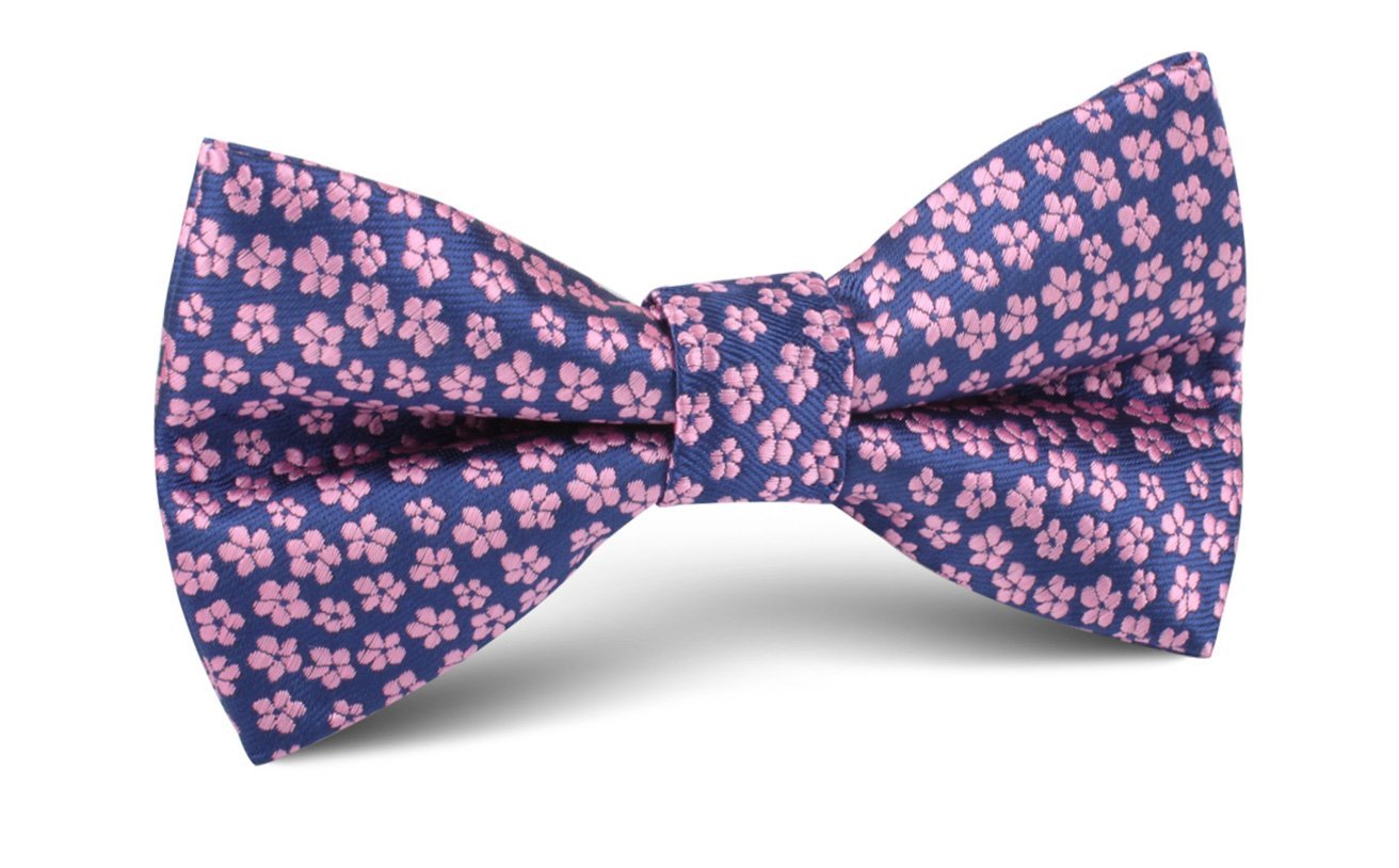 Pink Plum Blossom Floral Bow Tie