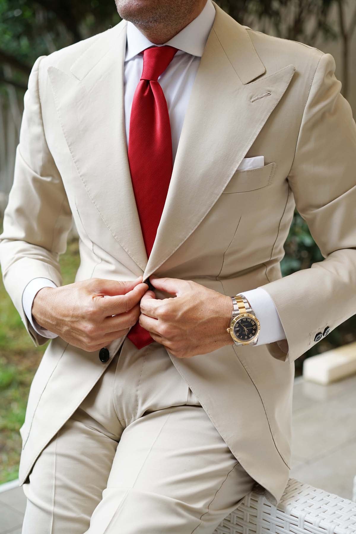 Carmine Red Twill Necktie