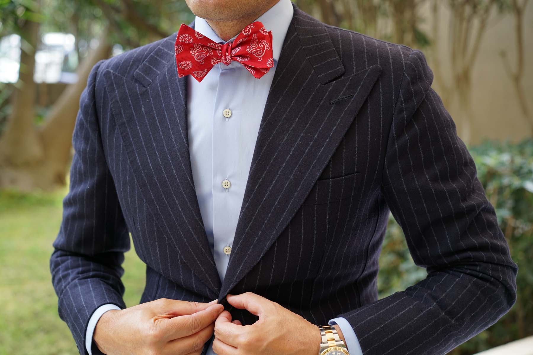 Paisley Red Self Tie Bow Tie