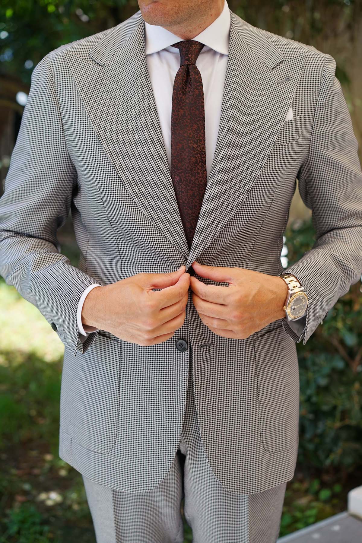 Truffle Brown Floral Skinny Tie