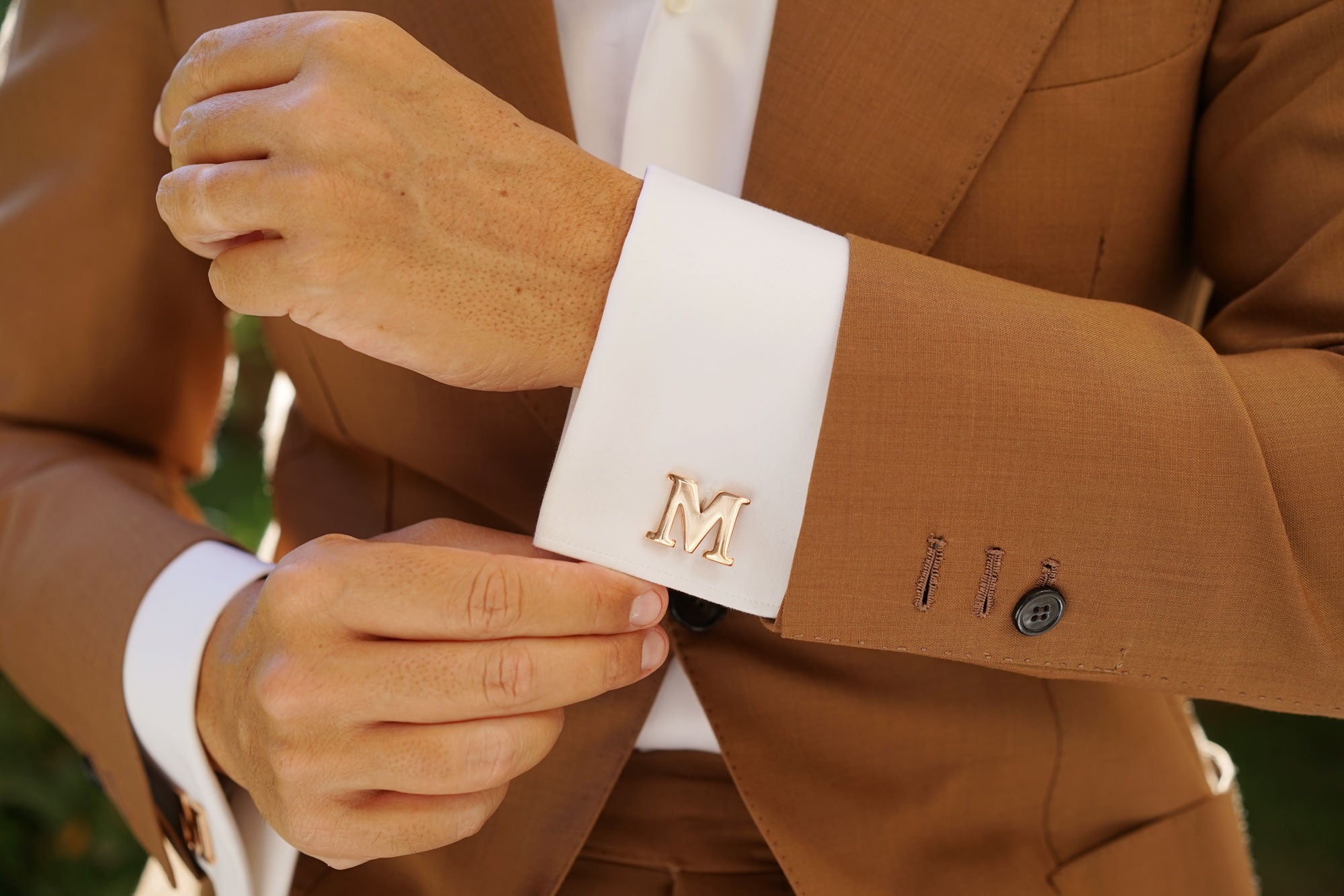 Rose Gold Letter M Cufflinks