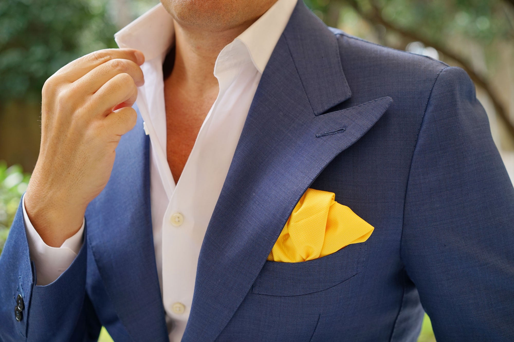 Daffodil Tuscan Sun Yellow Weave Pocket Square